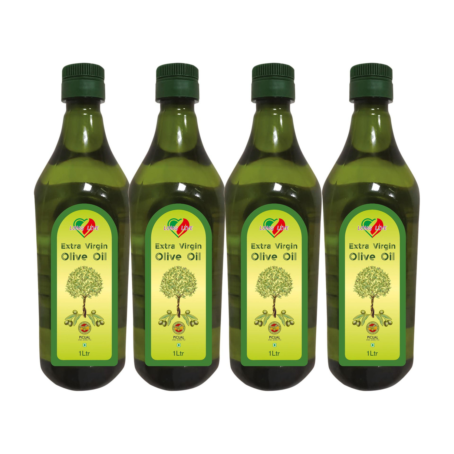 Image of Long Live Extra Virgin Olive Oil First Cold Pressed (Imported from Italy) -1 Ltr Pack Of 4 Olive Oil