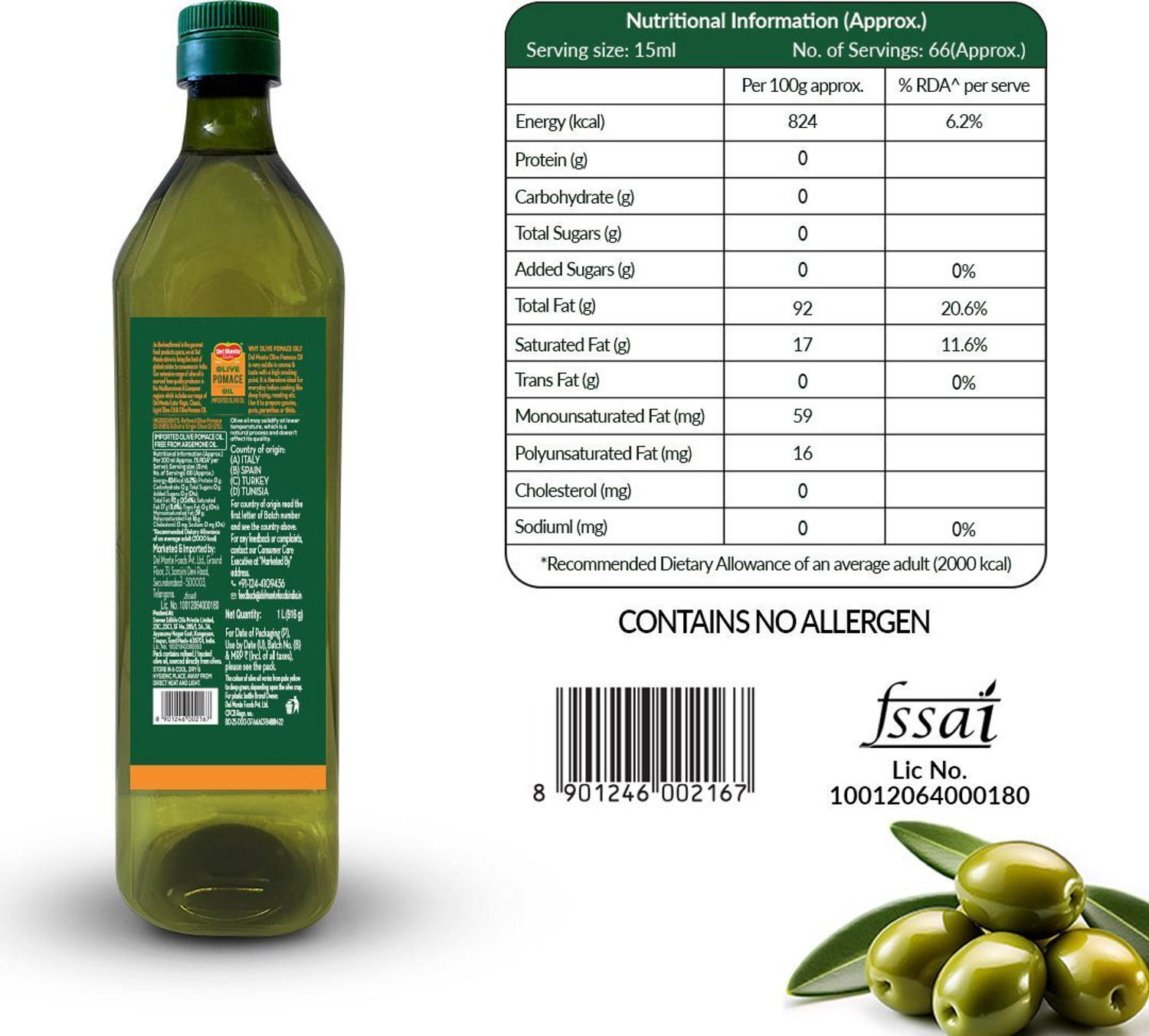 Image of Del Monte Pomace Olive Oil (1 L)