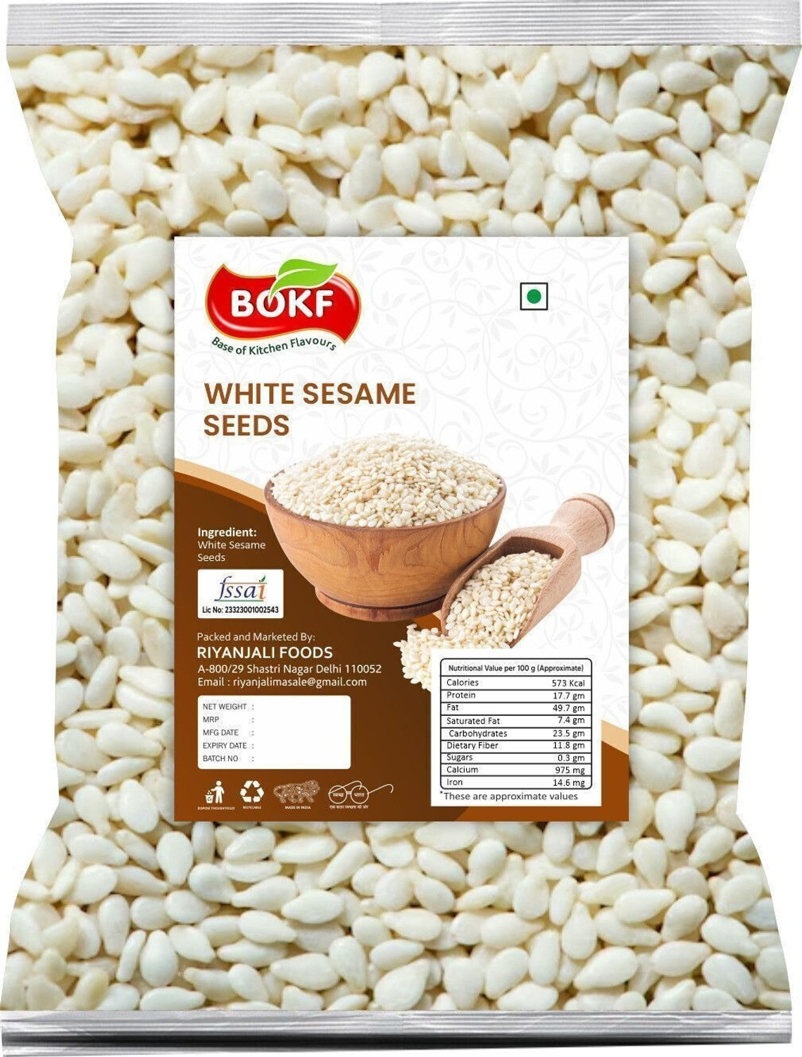 Image of BOKF Til Seeds for Eating, Unroasted White Sesame Seeds