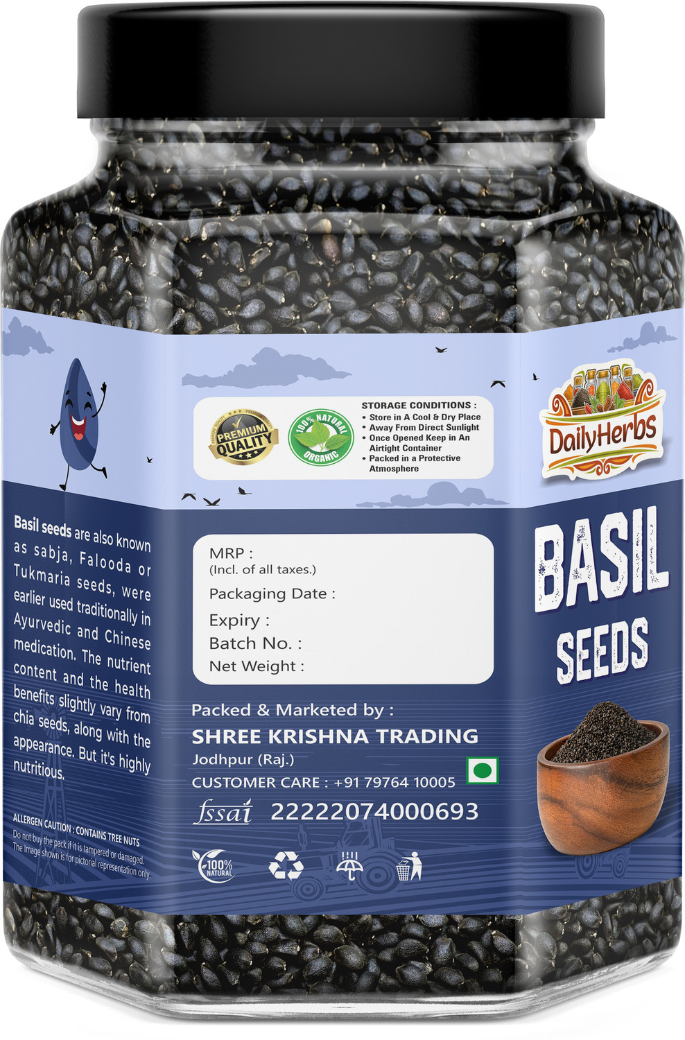 Image of DAILYHERBS Summer Heat Cooler Combo Pack - Gond Katira & Basil seeds Dried Gum