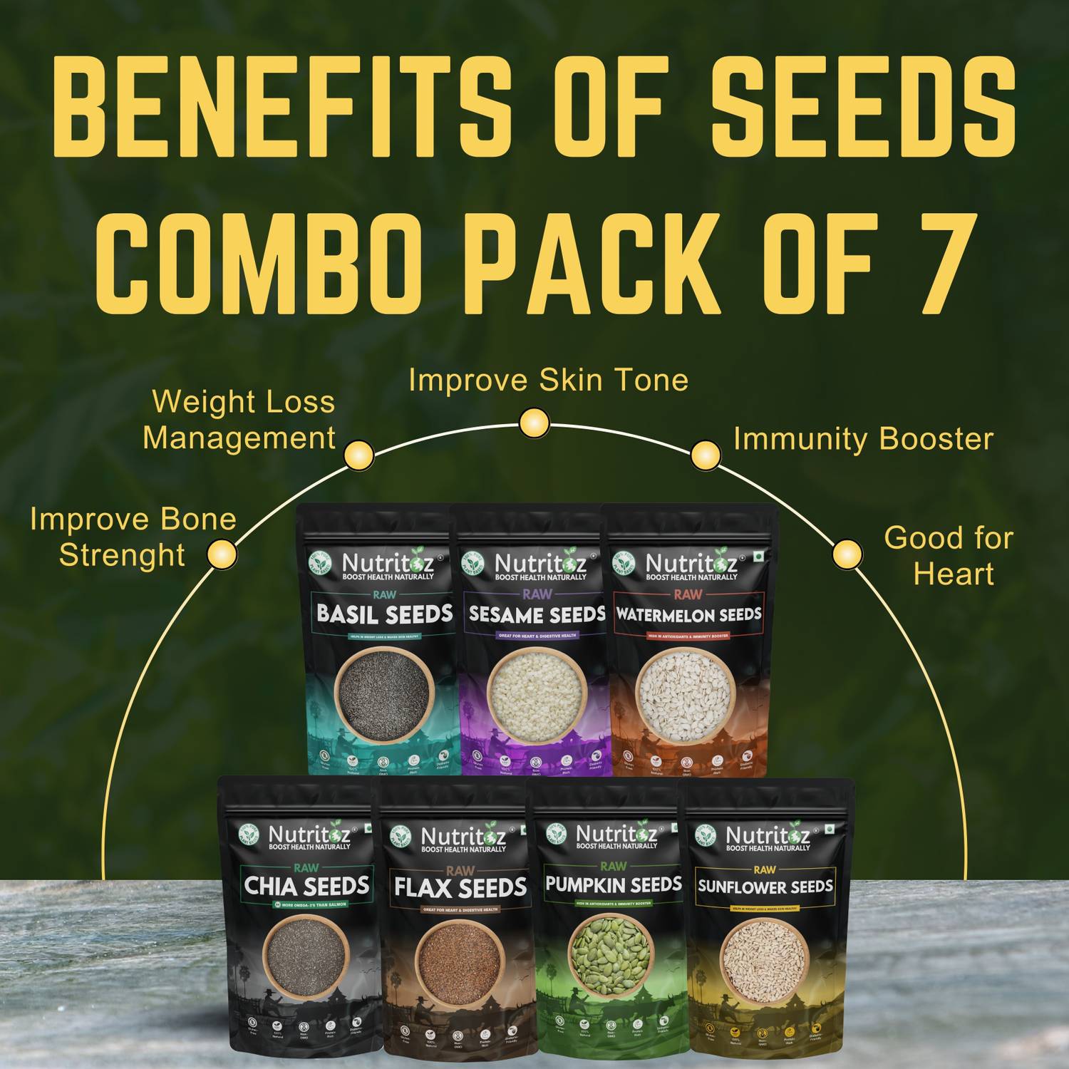 Nutritoz Raw Mix Super Seeds Combo Pack Of 7 (50G EACH) - Image 4