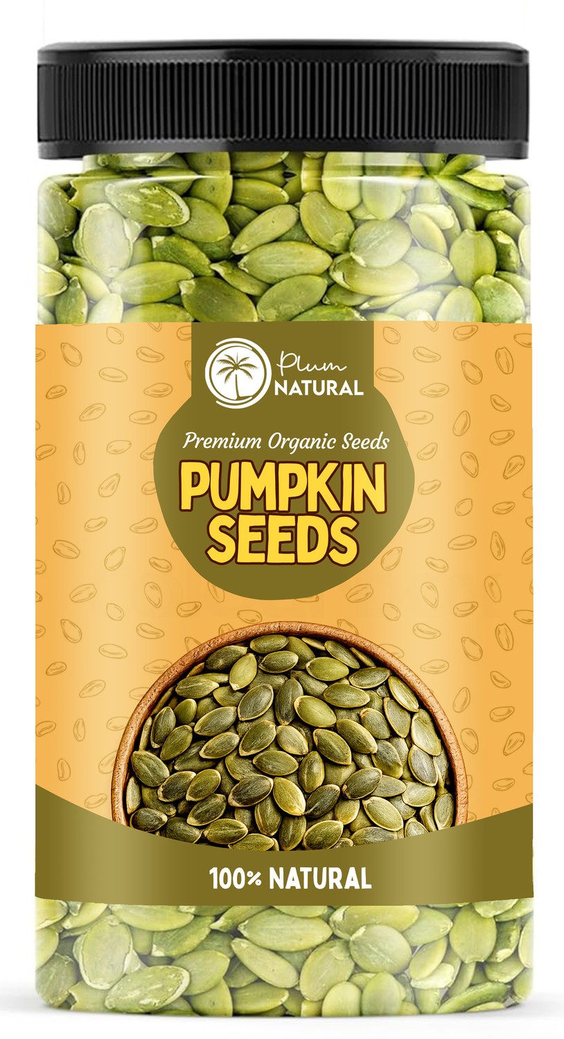Image of Plum Natural Pumpkin Seeds Raw Edible High Protein Fiber Magnesium Omega3 Healthy Snacks Pumpkin Seeds