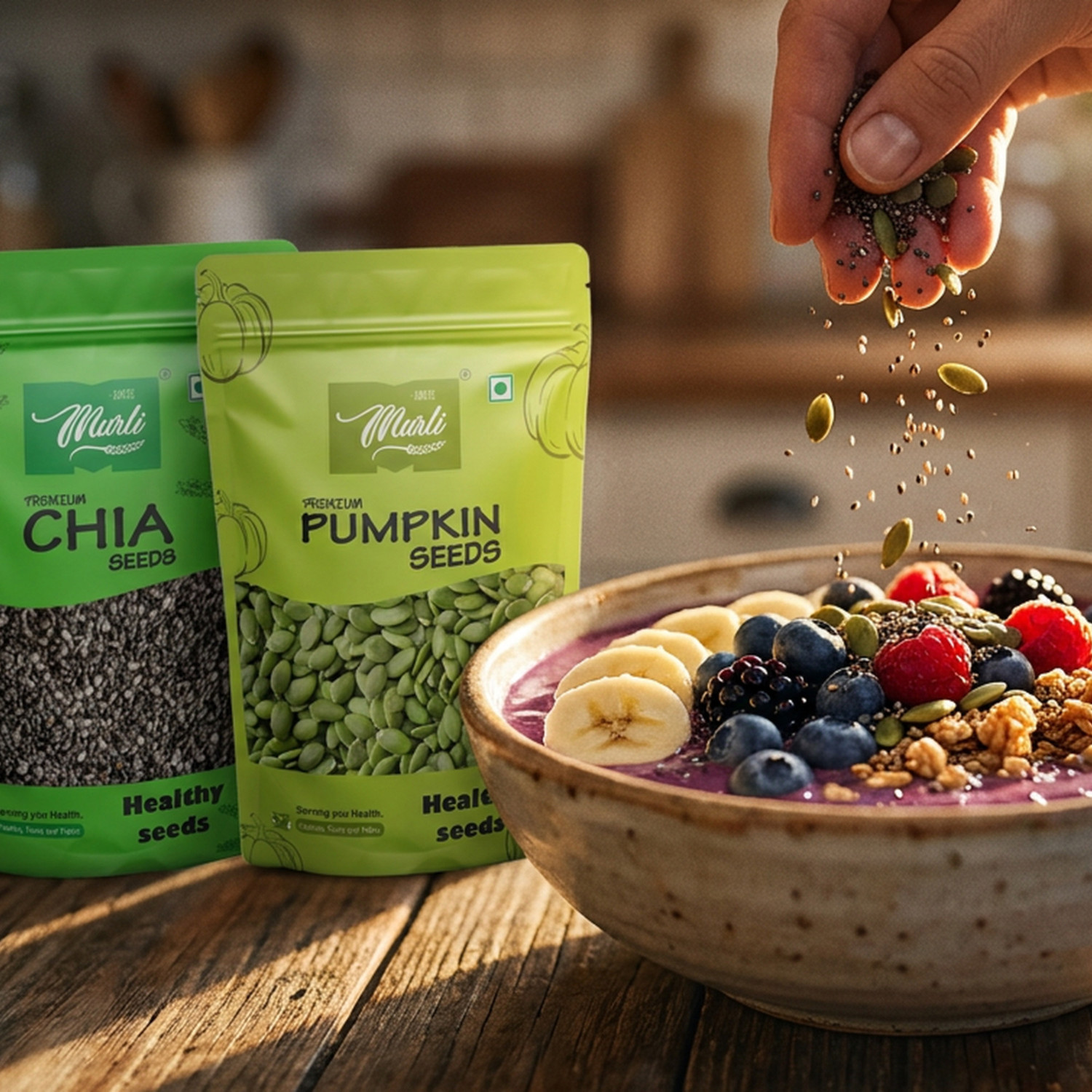 Image of SHREE MURLI Combo of Chia, Pumpkin, Sunflower & Flax 200g (50g Each) |Good for Weight Loss| Chia Seeds, Pumpkin Seeds, Sunflower Seeds, Brown Flax Seeds