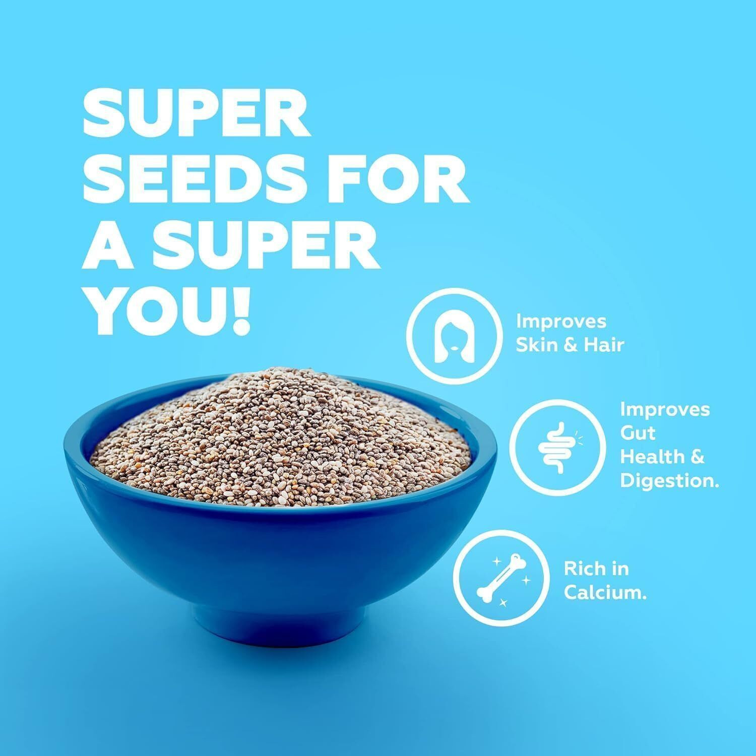 Image of Yogabar Premium seeds 1kg, combo pack of 4, Flax seeds, Chia Seeds, Pumpkin Seeds, Sunflower Seeds