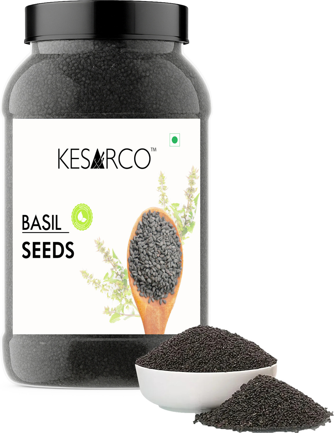 Image of KESARCO Basil Seeds - Superfood, Natural Hydration, Detox, Digestion, Sabja Seeds Basil Seeds