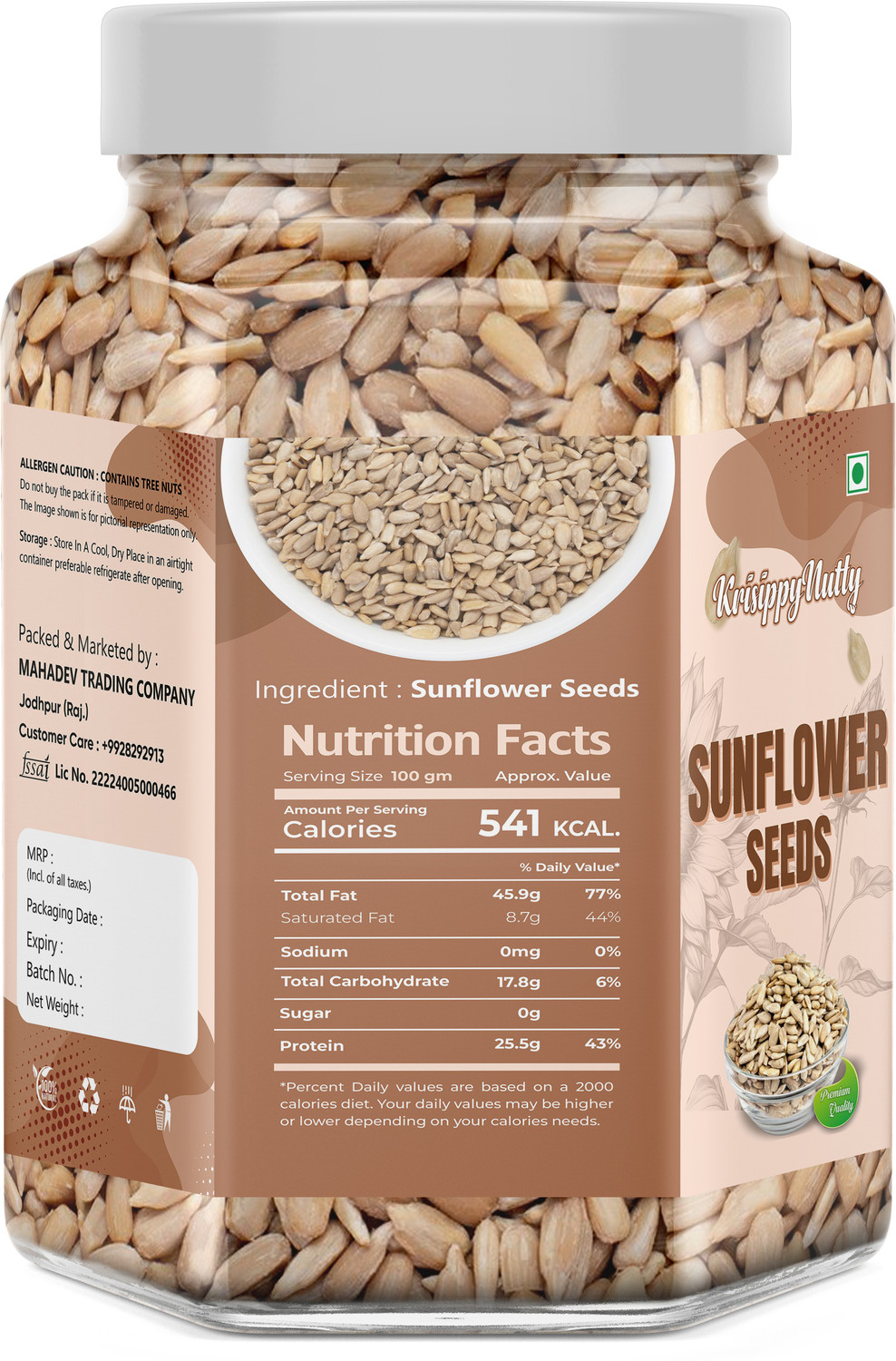 Image of KrisippyNutty Sunflower Seeds for Eating | High in Protein and Fibers | Sunflower Seeds (1 kg)