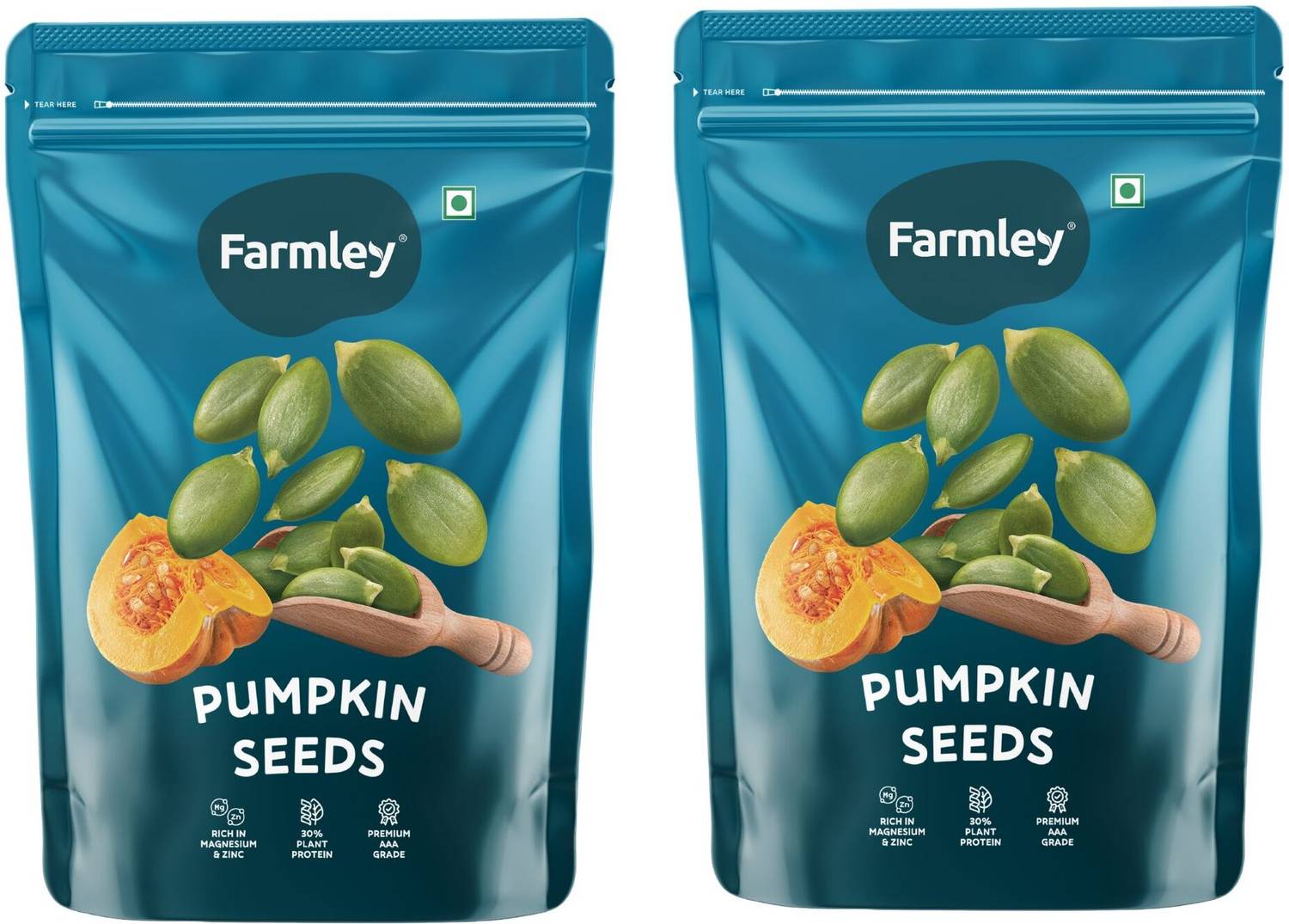 Farmley Premium Pumpkin Seeds 400g, Pack of 2, Each-200g Pumpkin Seeds