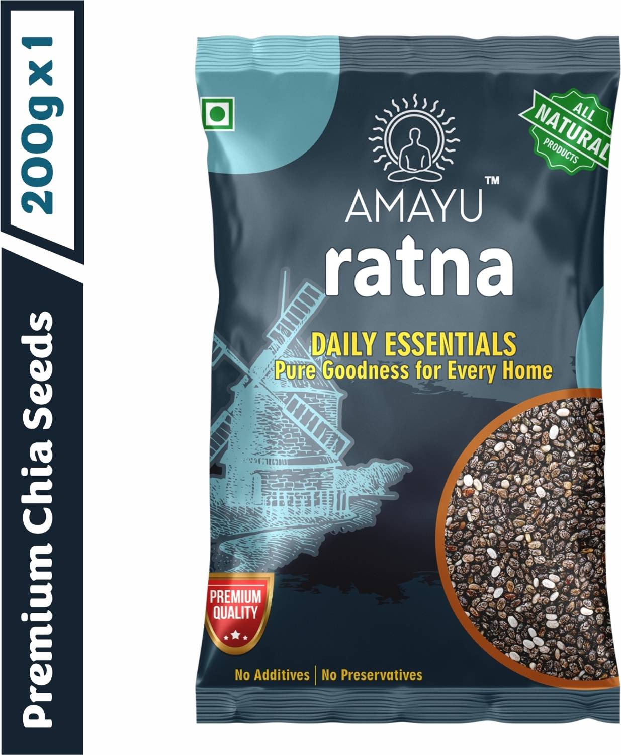 AMAYU Raw Organic with Omega 3, Zinc & Fiber | Calcium Weight Loss & Eating Combo Chia Seeds
