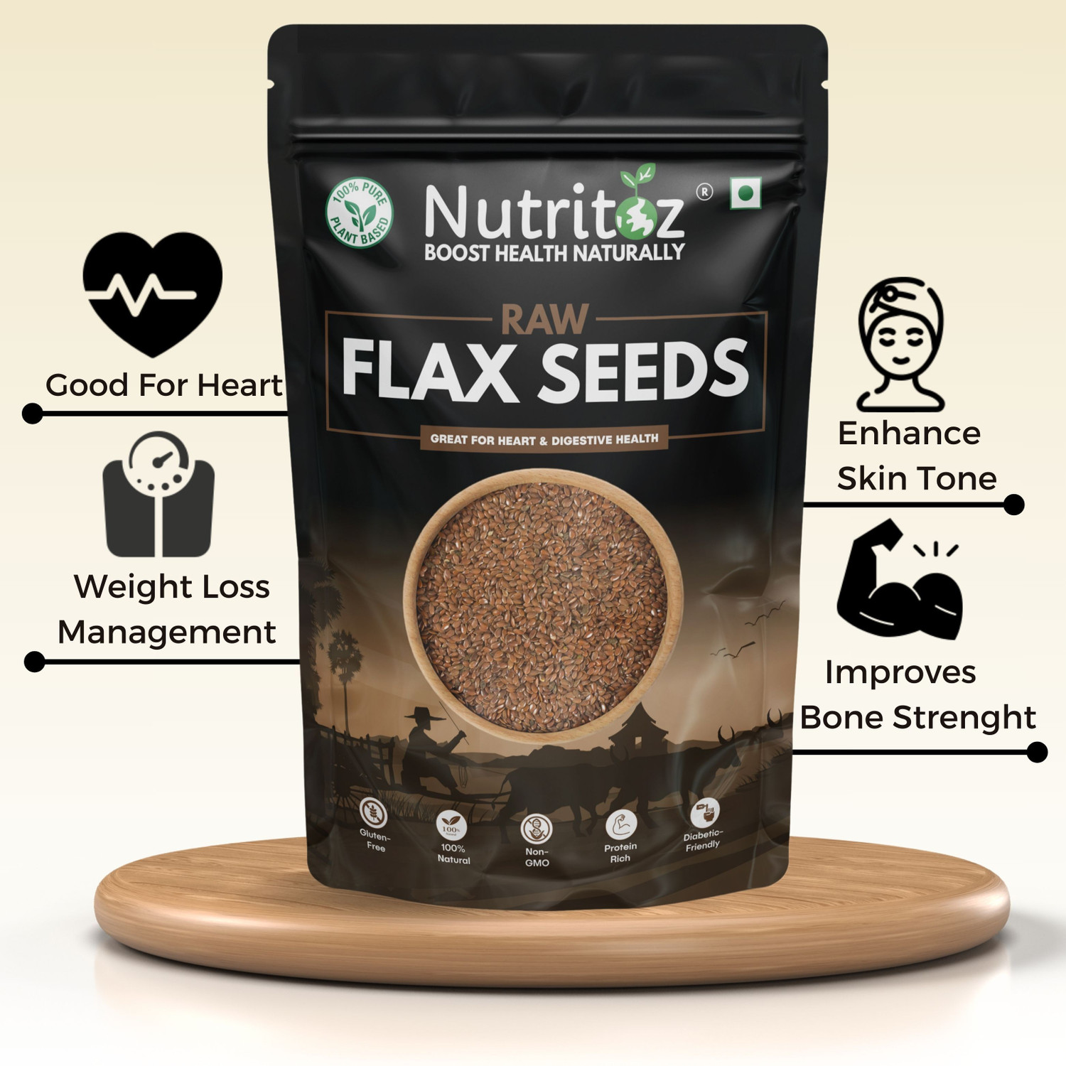 Image of Nutritoz Pumpkin Seeds, Sunflower Seeds & Flax Seeds Combo Pack of 3 | 200GM Each Brown Flax Seeds, Pumpkin Seeds, Sunflower Seeds