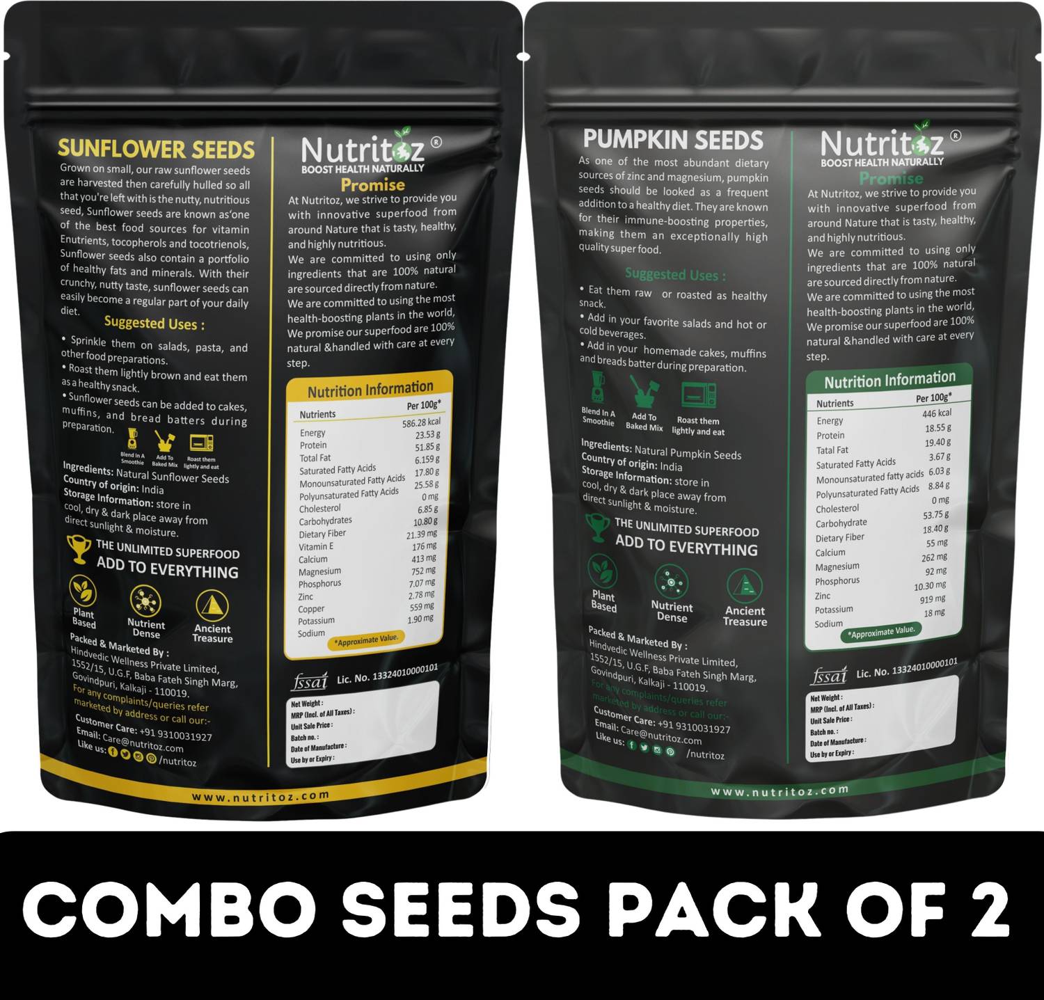 Nutritoz Premium Pumpkin & Sunflower Seeds Combo 100GM Each - Image 2