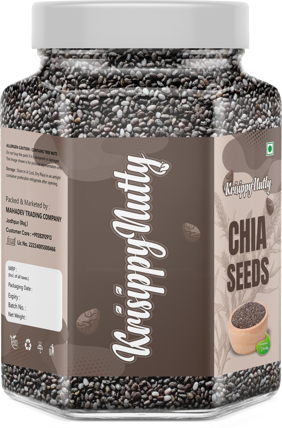 Image of KrisippyNutty Raw Seeds for Eating| Seeds for Weight Management | Rich in Fibre and Calcuim Chia Seeds