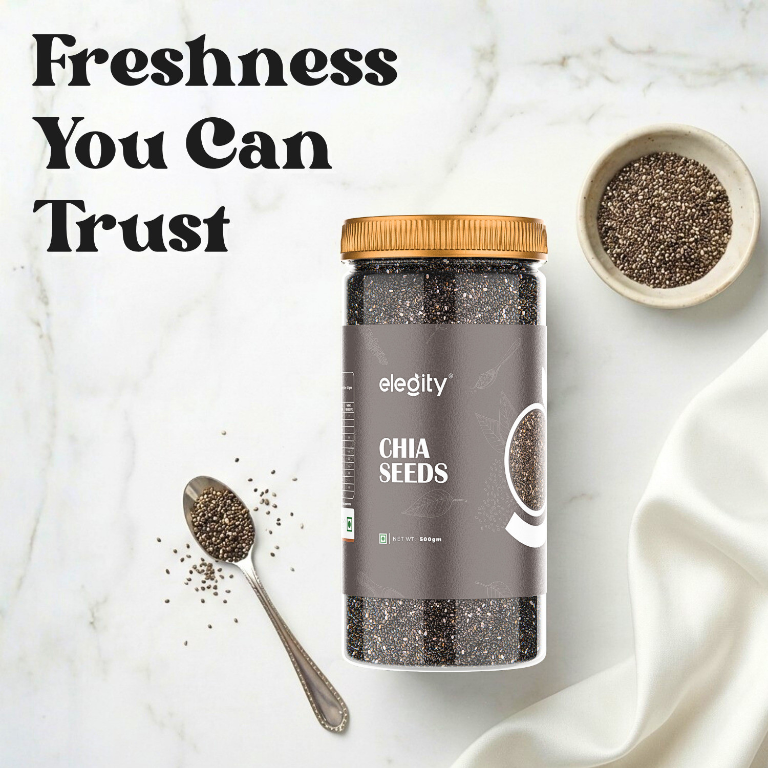 Image of Elegity Nutrient Rich Snack for Immunity Boost & Weight Loss | 100% Organic Chia Seeds