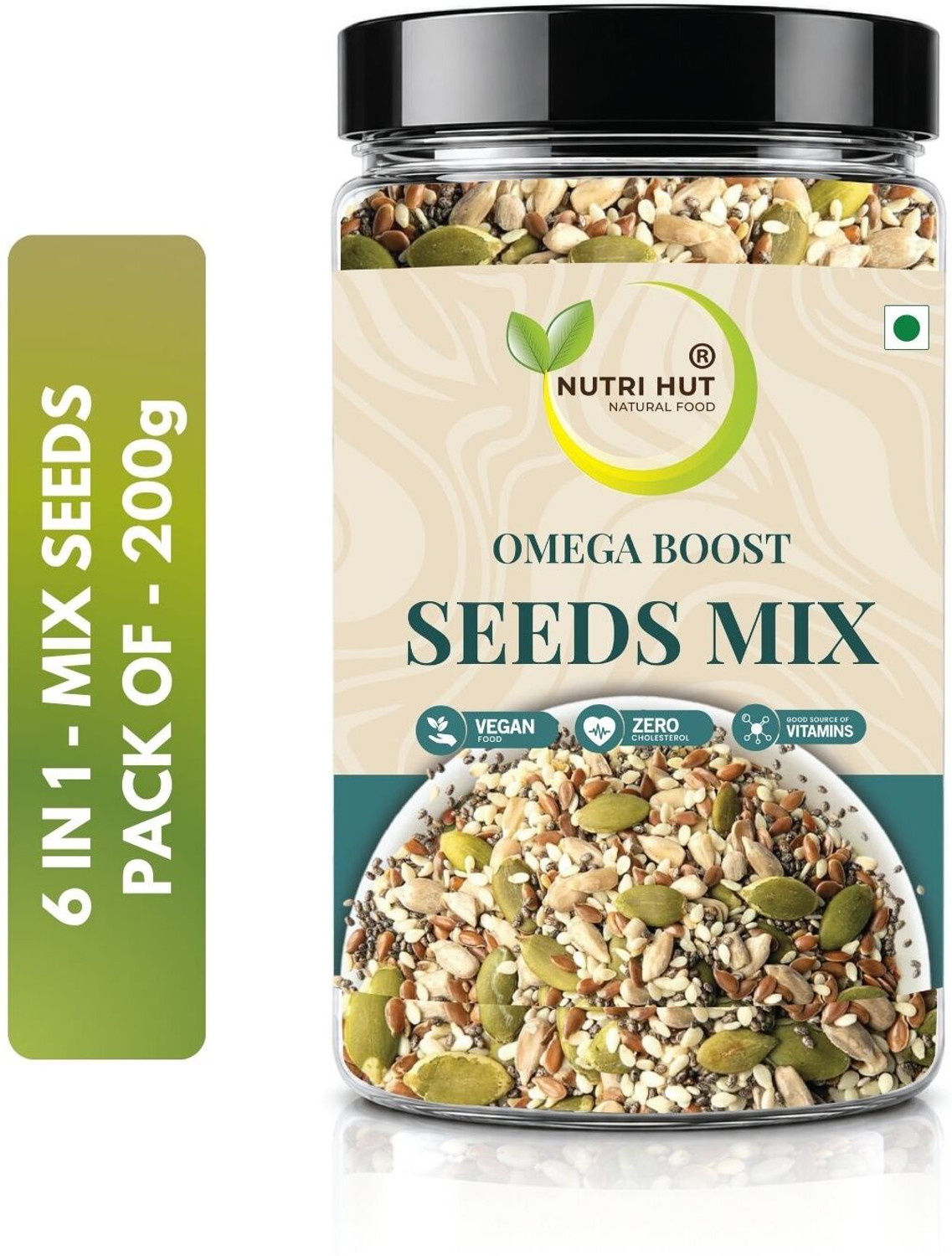 Image of Nutri Hut Omega Boost 6-in-1 Mix Seeds Rich in Omega-3, Protein & Fiber 100% Natural Mixed Seeds