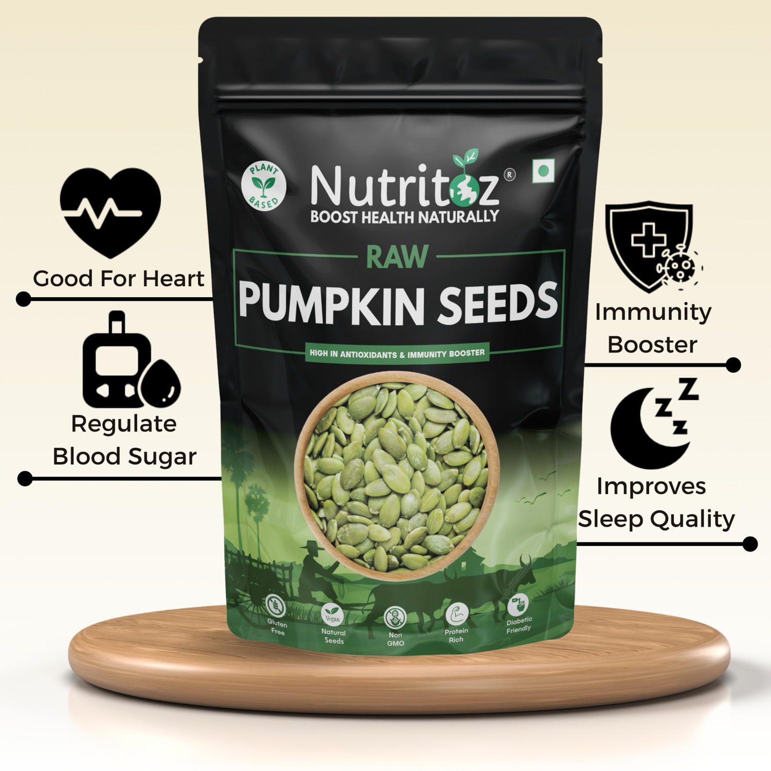 Image of Nutritoz Raw Chia Seeds, Pumpkin Seeds & Sunflower Seeds 600g Combo Pack of 3 | 200g Each Chia Seeds, Pumpkin Seeds, Sunflower Seeds