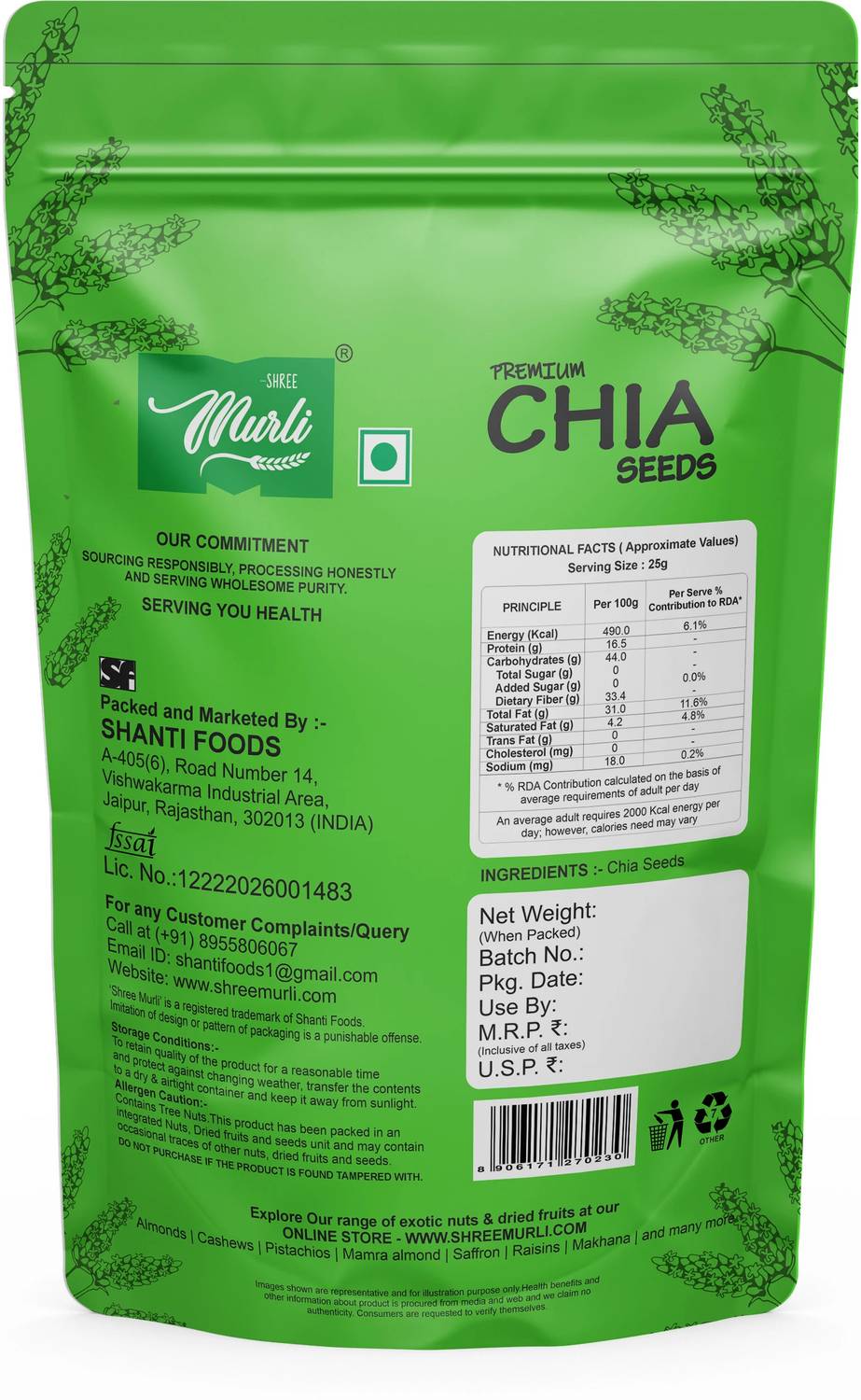 SHREE MURLI Raw Chia Seeds 1 Kg - Image 2