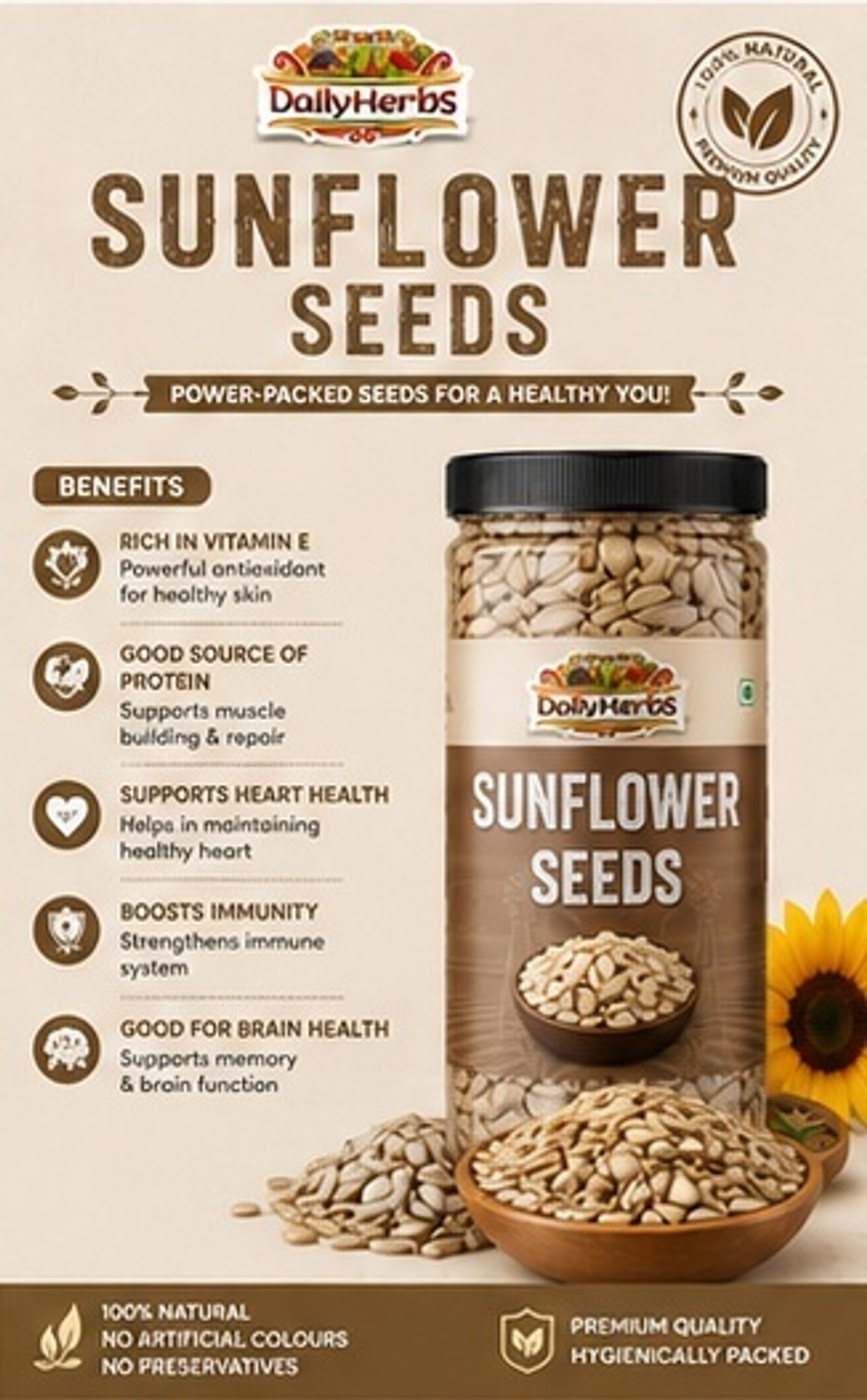 Image of DAILYHERBS Raw Mix Super Seeds Combo Pack Of 7 for Weight Loss with Omega 3 (200G EACH) Chia Seeds, Pumpkin Seeds, Sunflower Seeds, Brown Flax Seeds, Basil Seeds, Sesame Seeds, Watermelon Seeds