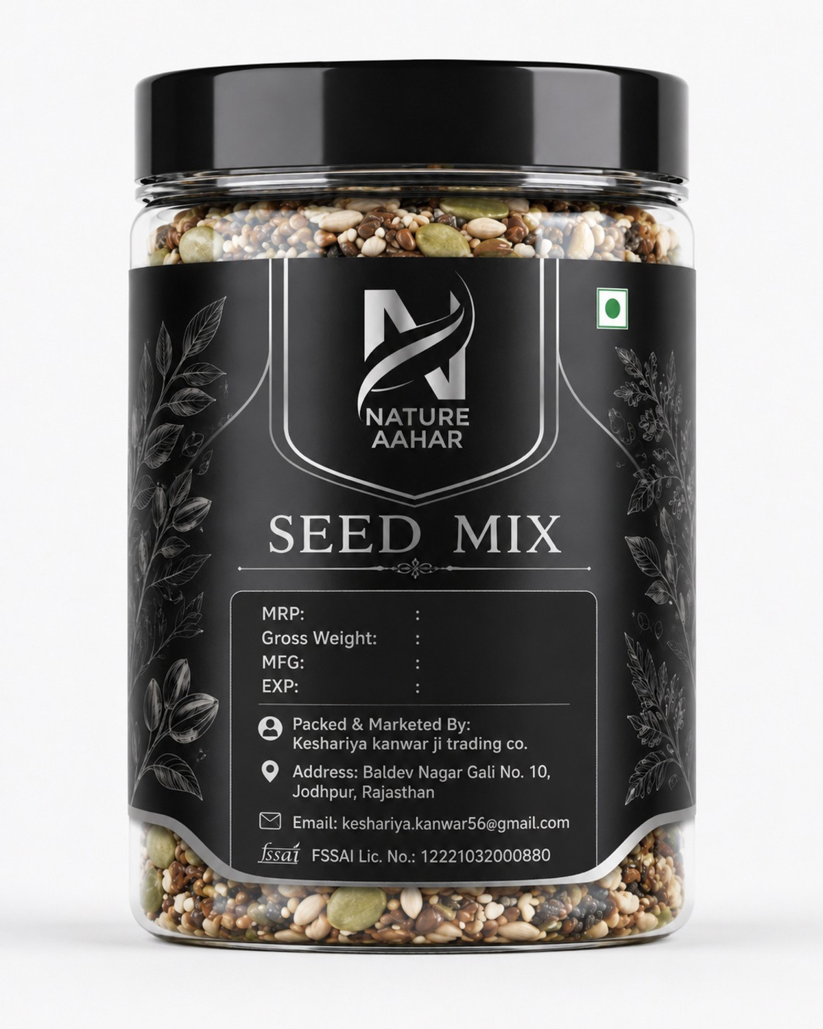 Image of Nature Aahar 7 in 1 Roasted seeds mix 1kg Sunflower Seeds, Pumpkin Seeds, Chia Seeds, Watermelon Seeds, Brown Flax Seeds, Sesame Seeds, Sweet Basil Seeds
