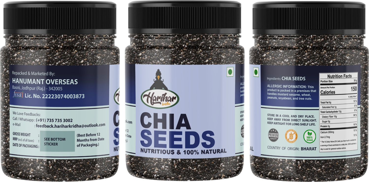 Image of HARIHARKRIDHA Premium Seed Combo | Chia, Pumpkin, Sunflower, Flax Seed | For Health & Wellness Chia Seeds, Pumpkin Seeds, Brown Flax Seeds, Sunflower Seeds