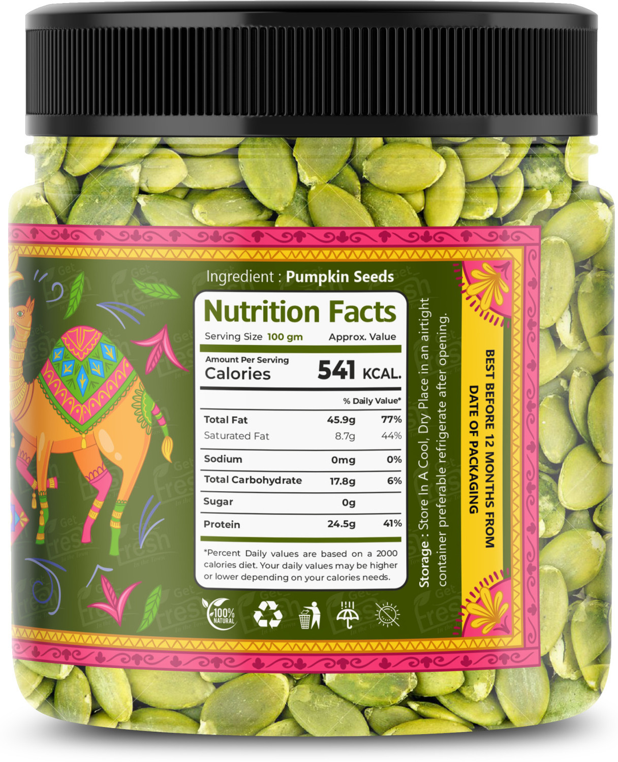 Image of Get Fresh Pumpkin Seeds (Pepitas) | Rich in Magnesium, Iron & Antioxidants Pumpkin Seeds