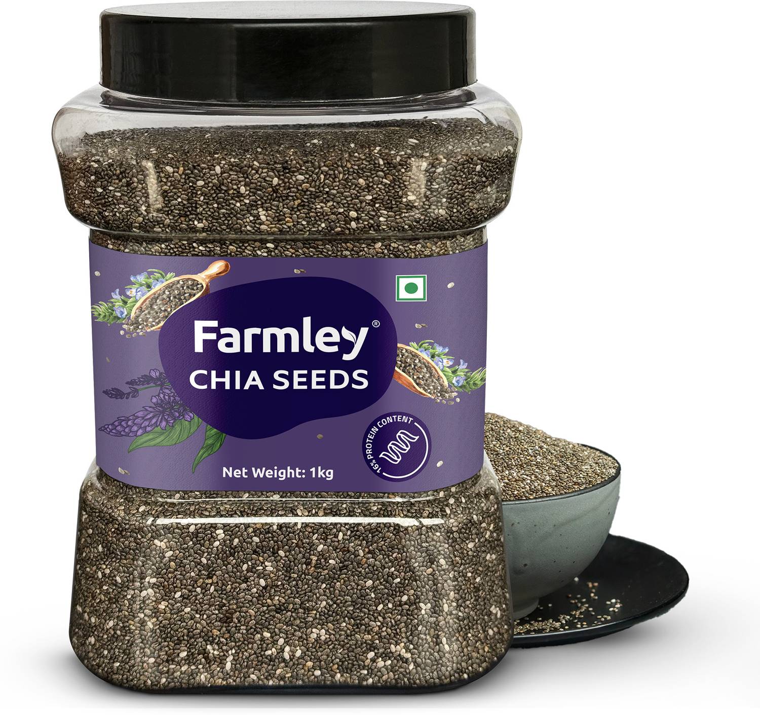 Farmley Premium Natural Chia Seeds Jar 1 kg Edible Chia Seeds