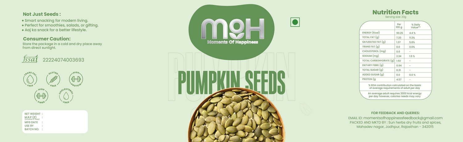 Image of M.O.H. MOMENTS OF HAPPINESS Pumpkin Seeds 500g | Premium Raw & Natural Pumpkin Seeds Pumpkin Seeds