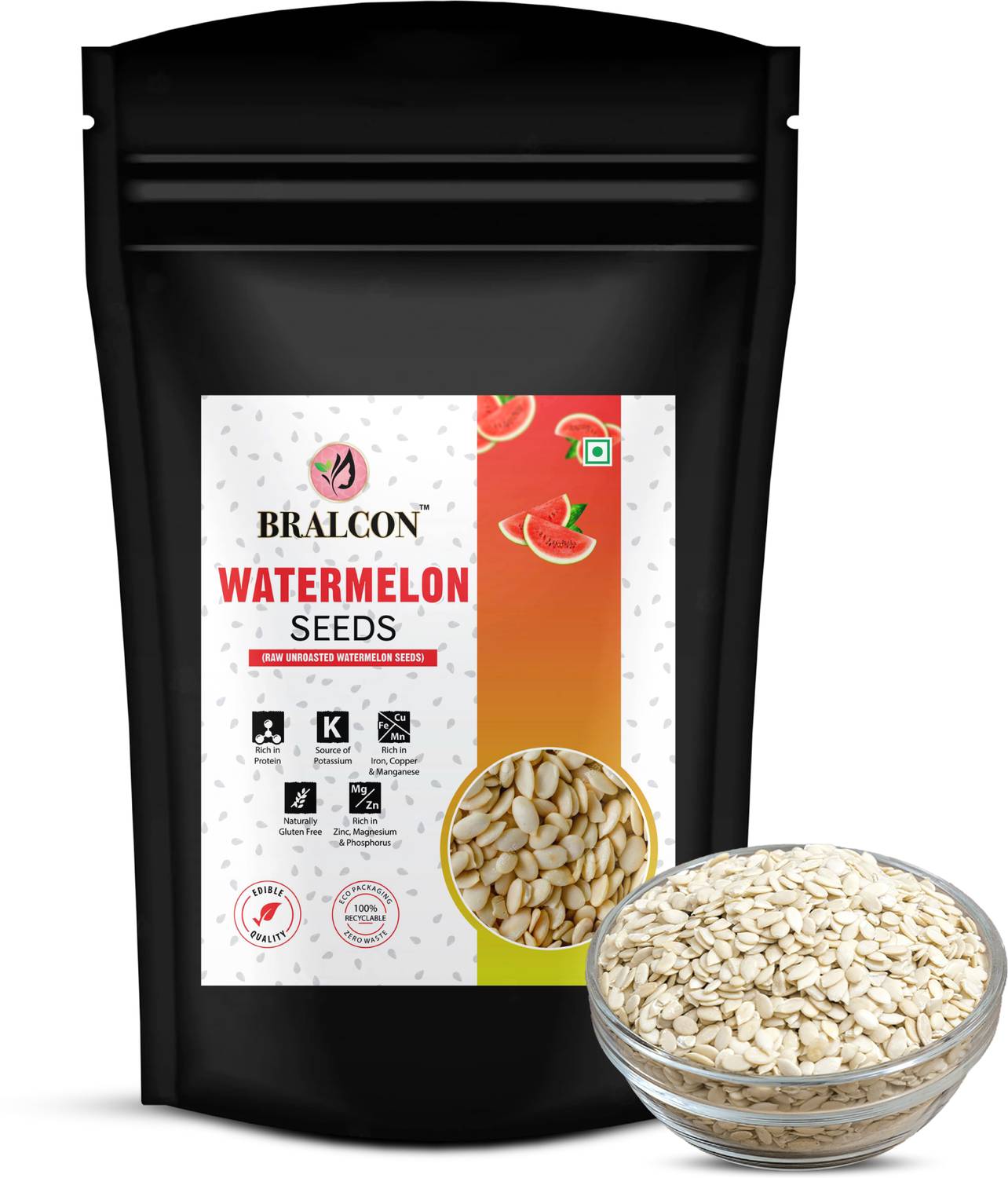 BRALCON Raw Watermelon Seeds -100g | Watermelon Seeds for Eating, Improves heart health| Watermelon Seeds