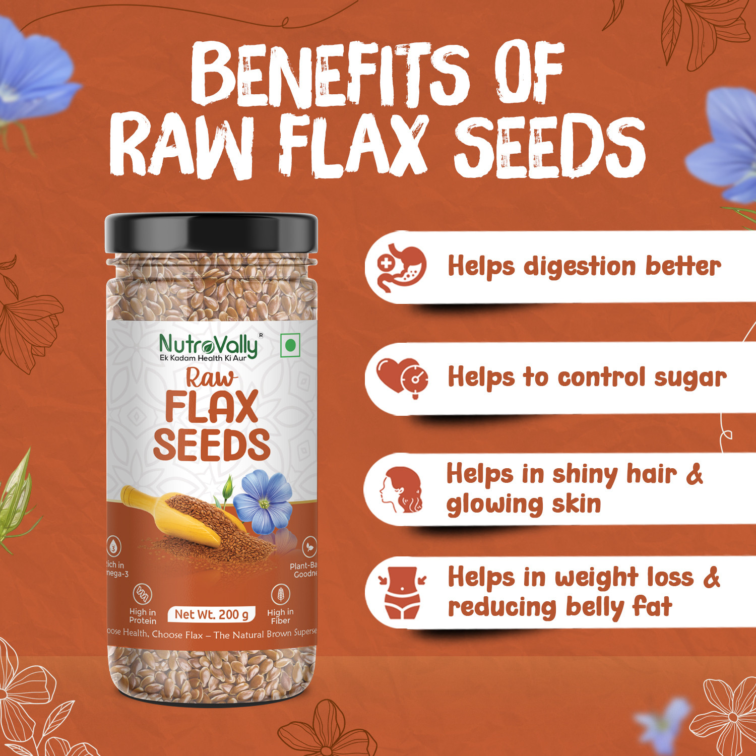 Image of NutroVally NutroVally 3-in-1 Superfood Mix for Snacking, Salads, Smoothies & Baking | Sunflower Seeds, Brown Flax Seeds, Pumpkin Seeds