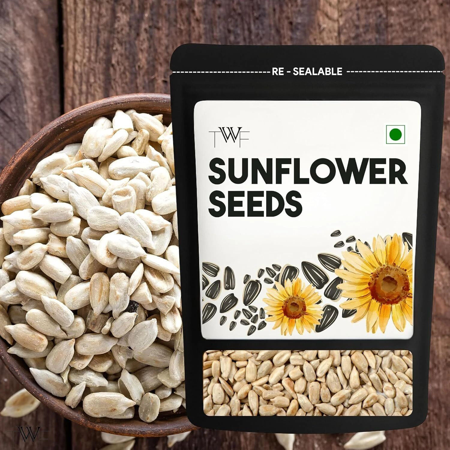 Image of TWF Sunflower Seeds | Mega Crunchy Unsalted | Best Use in Snacking, Baking & Cooking Sunflower Seeds