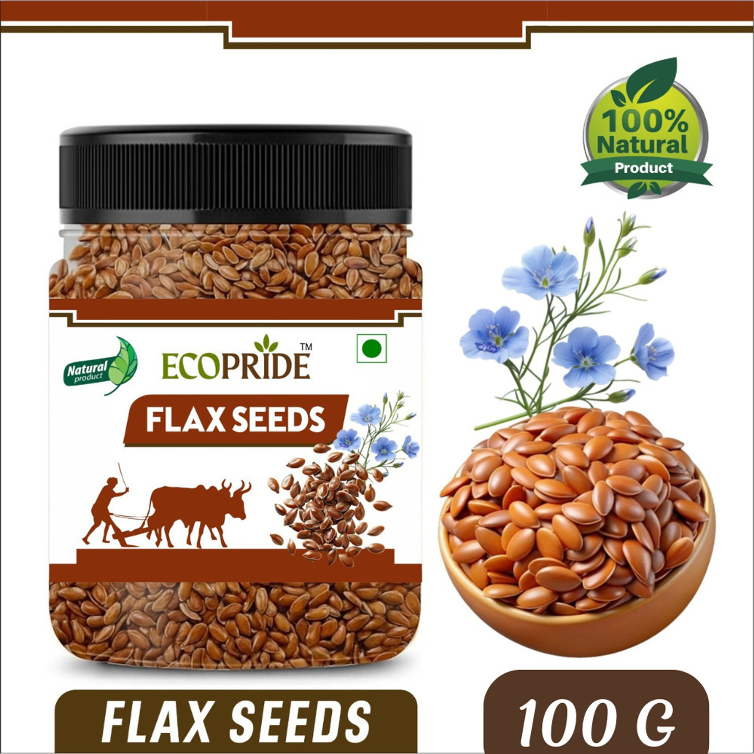 Image of ECOPRIDE edible seeds-028 Brown Flax Seeds