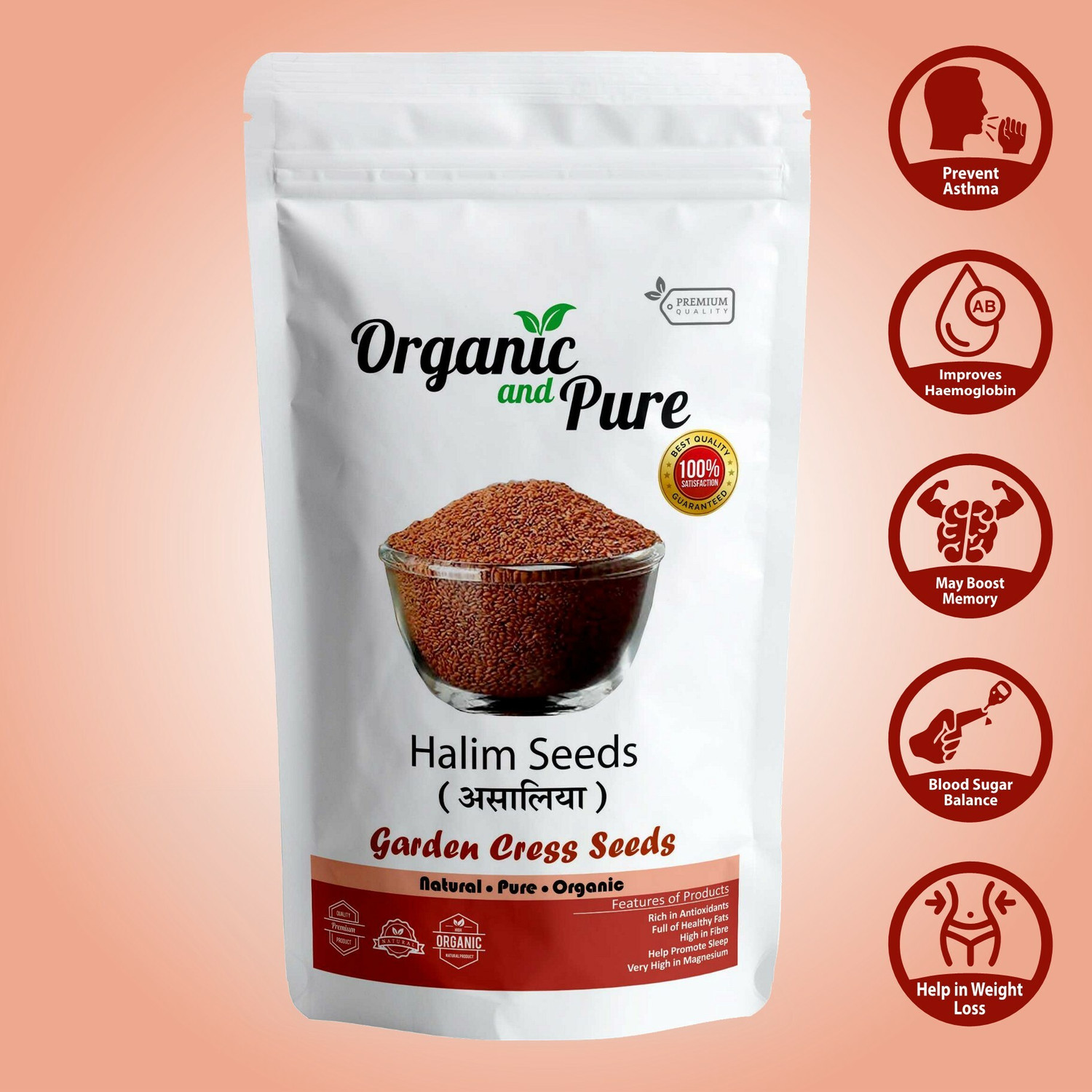 Image of Organic and Pure Halim Seeds Garden Seeds Aliv Seeds for Weight Loss for Hair Growth Seed