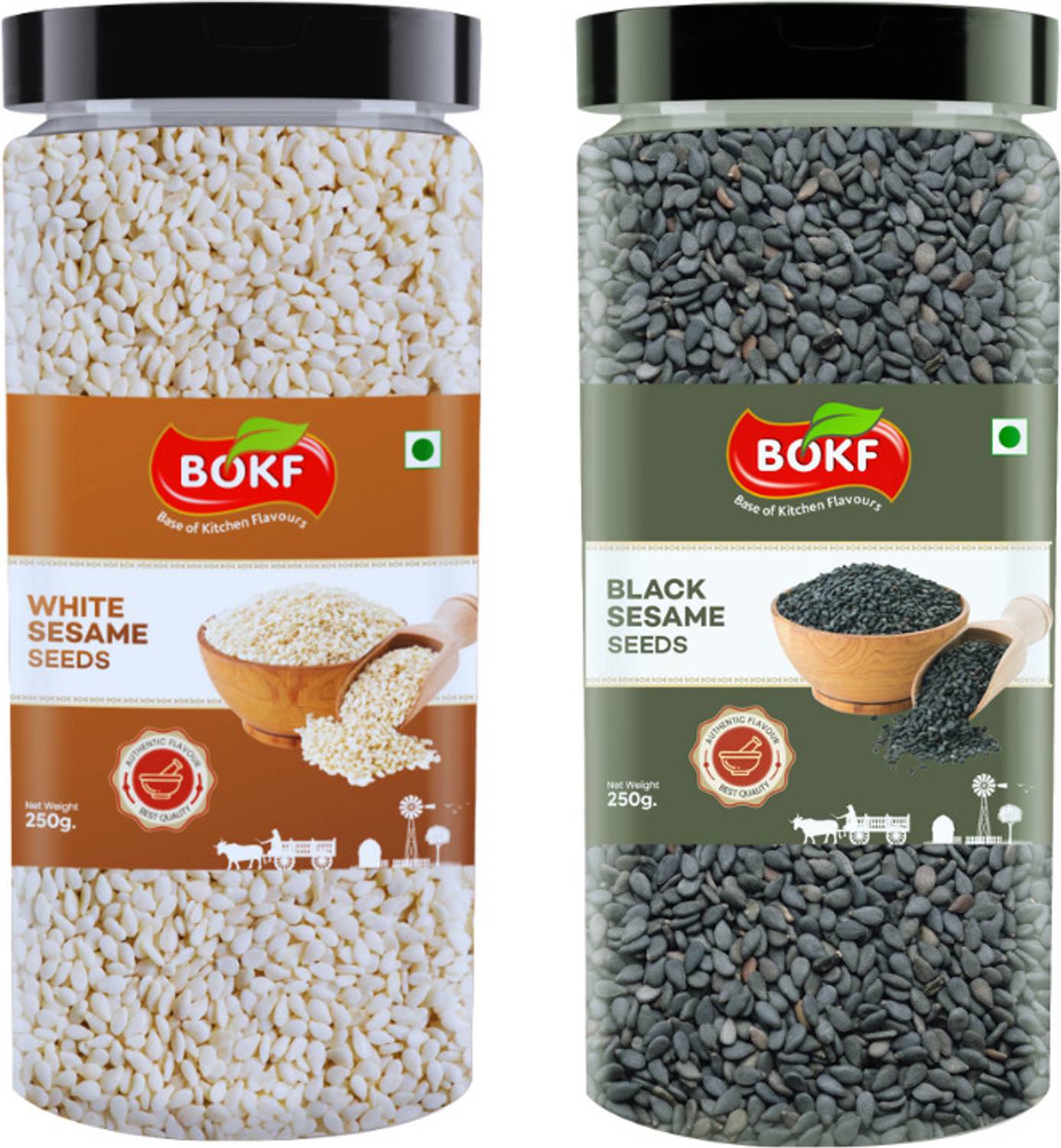 BOKF BOKF Combo – Black & White Sesame Seeds (250g Each) | High in Calcium & Iron Black Sesame Seeds