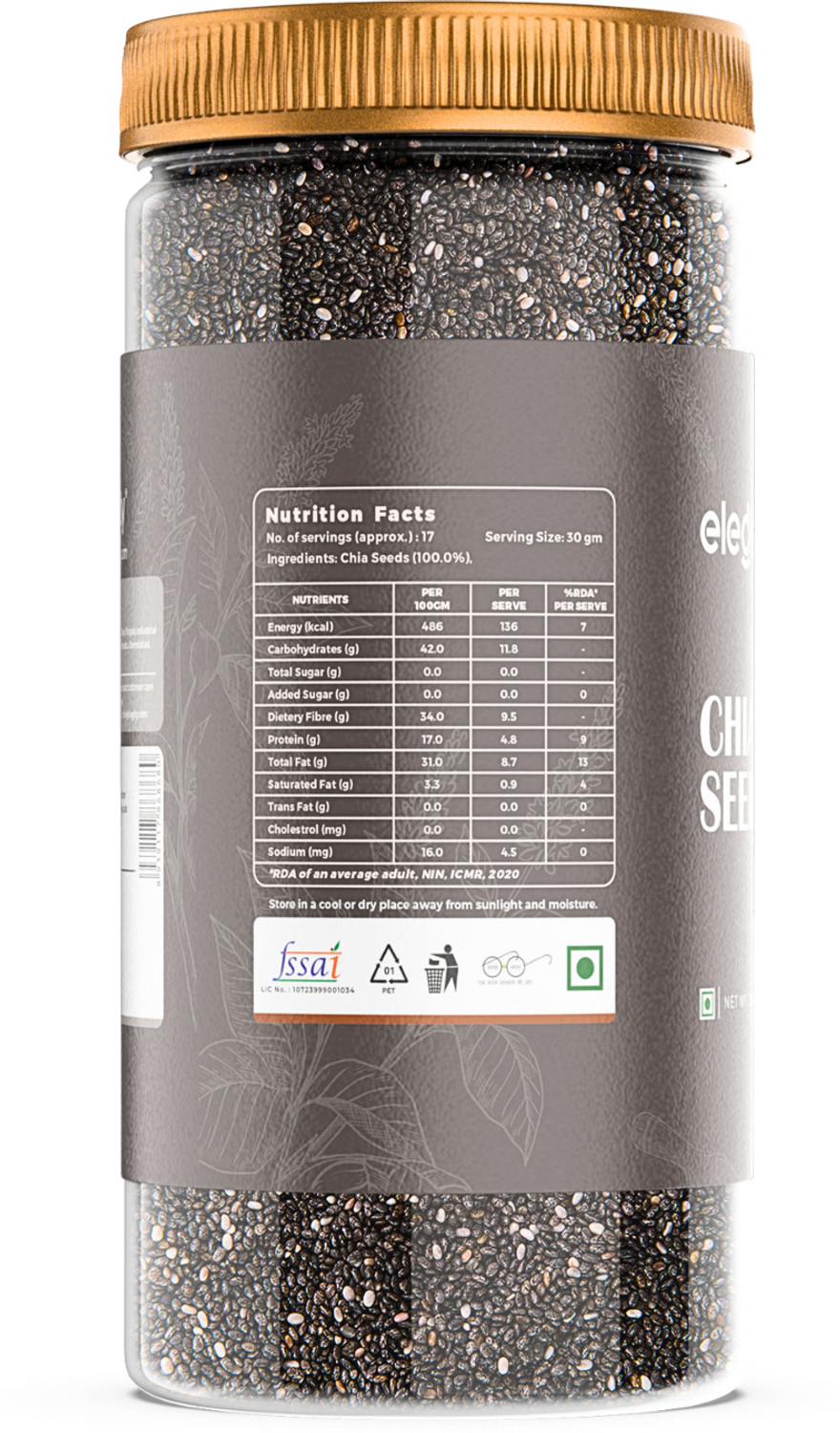 Image of Elegity Nutrient Rich Snack for Immunity Boost & Weight Loss | 100% Organic Chia Seeds