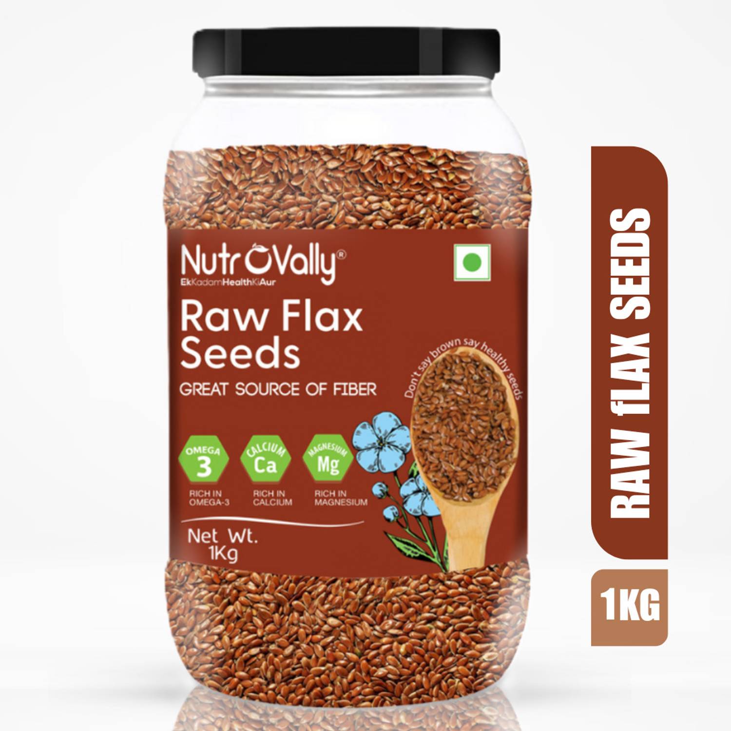 NutroVally Flax Seeds for Weight Loss Rich in Protein, Fiber and Omega 3 with Healthy Heart Brown Flax Seeds