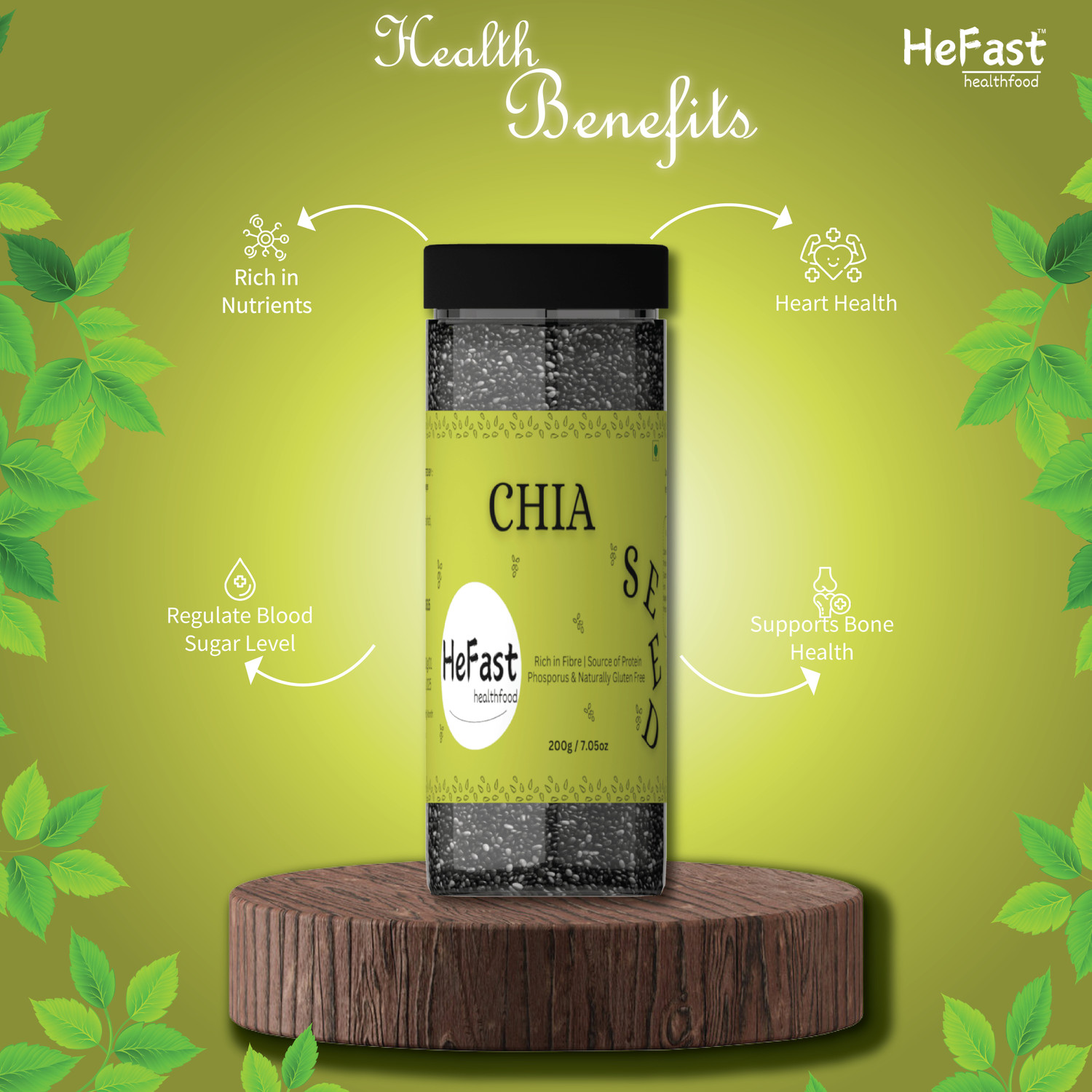 Image of HeFast HeFast HealthFood Seeds Combo Chia Seeds, Brown Flax Seeds, Pumpkin Seeds, Sunflower Seeds