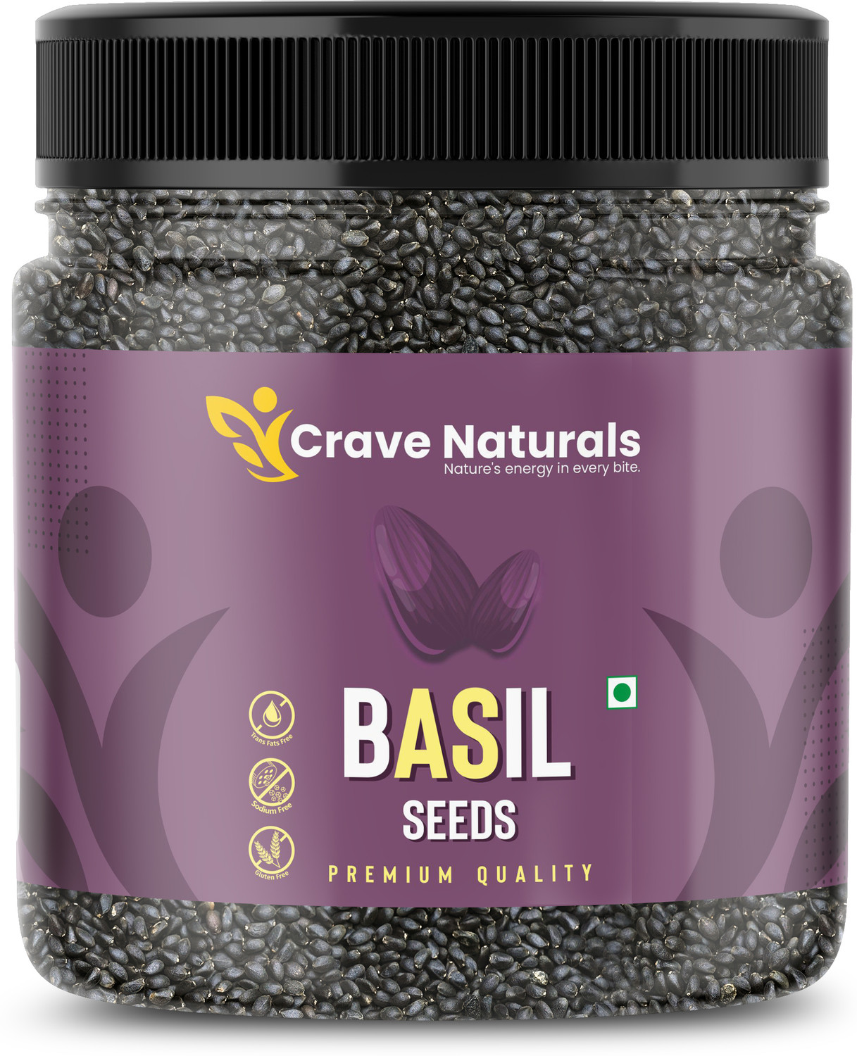 Image of Crave Naturals Basil Seeds (Sabja Seeds) | 100% Natural & Premium Quality | Rich in Fiber Basil Seeds (1 kg)