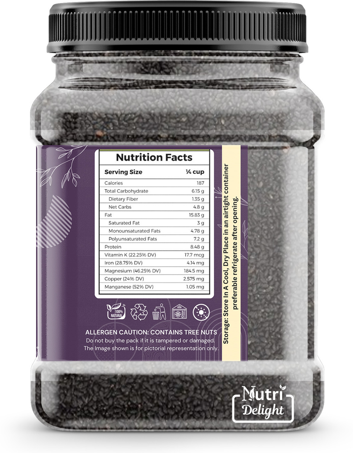 Image of Nutri Delight Raw Basil / Sabja /Tukhmariya seed for Weight loss with Omega 3 , Zinc and Fiber Basil Seeds