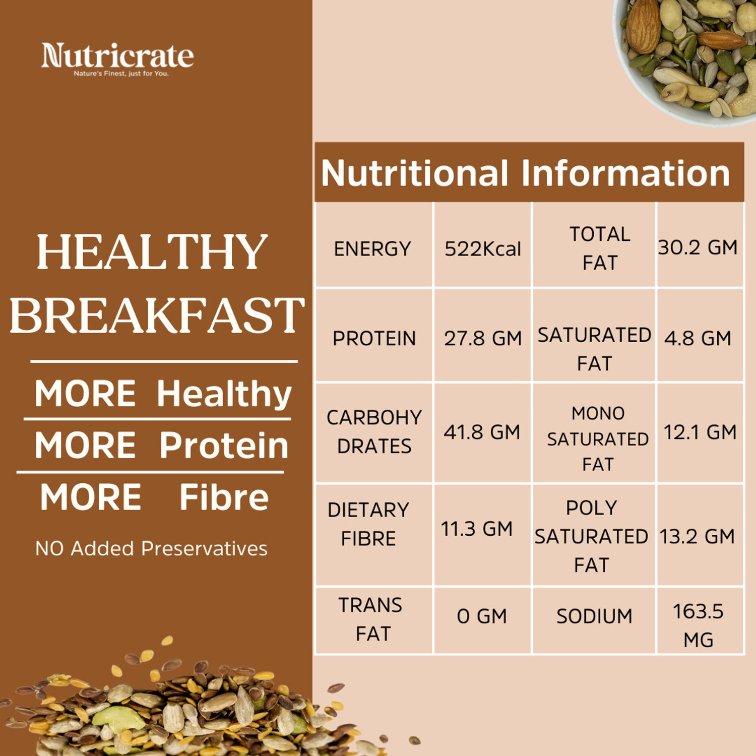 Image of Nutricrate 9 in 1 Super Mixed Seeds for Eating, Roasted, Protein Rich & for weight loss. Mixed Seeds