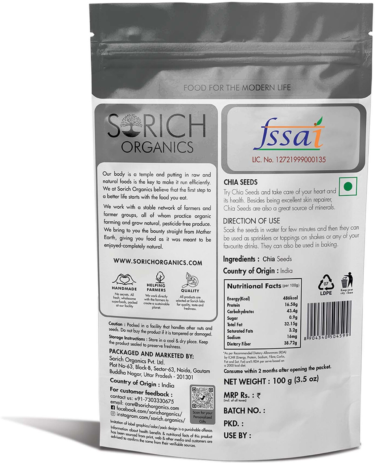 Image of Sorich Organics Raw Chia Seeds for Weight Loss Chia Seeds for Eating Unroasted Chia Seeds