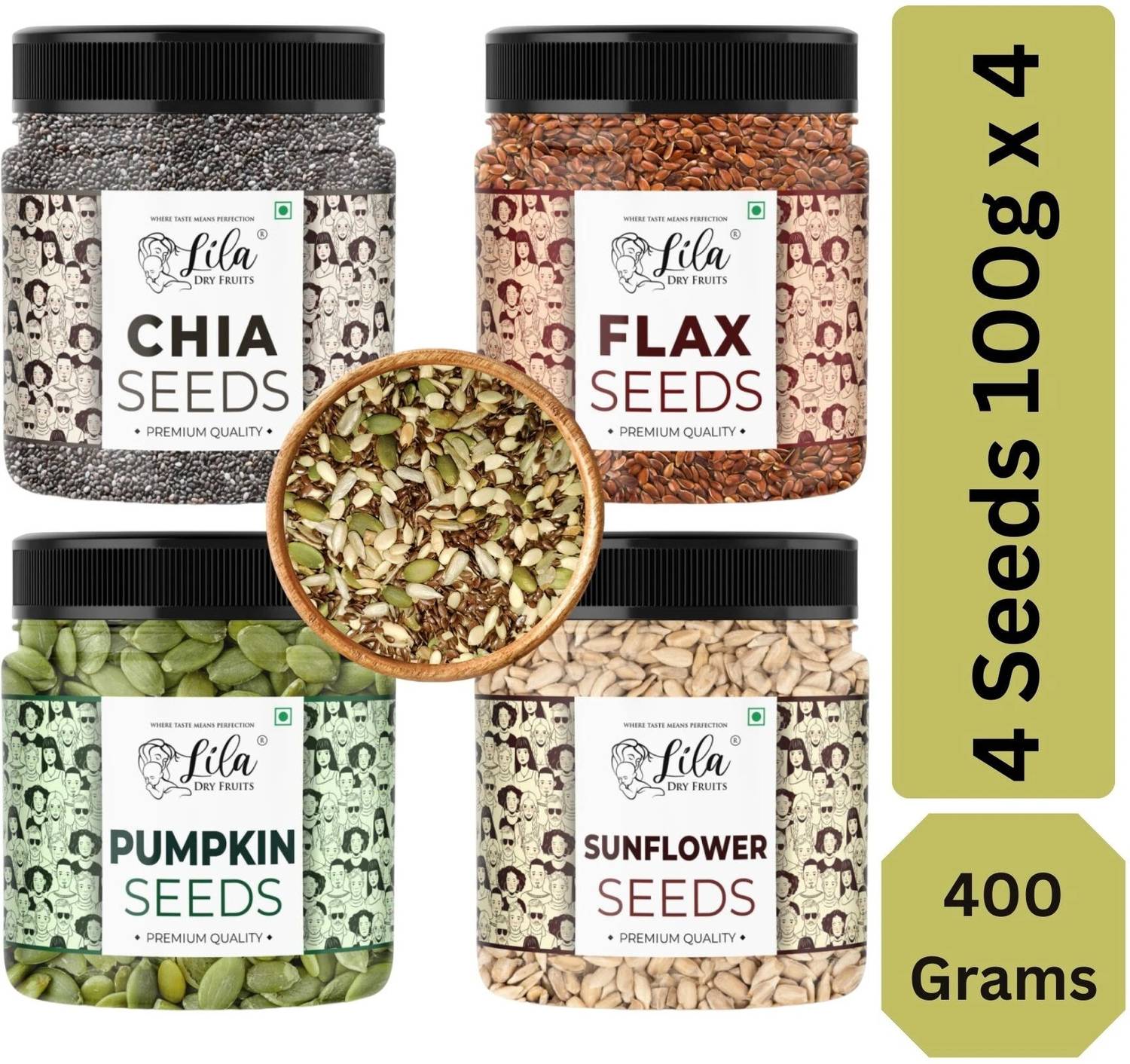 lila dry fruits 4 Superseed Combo 100g each - Image 1