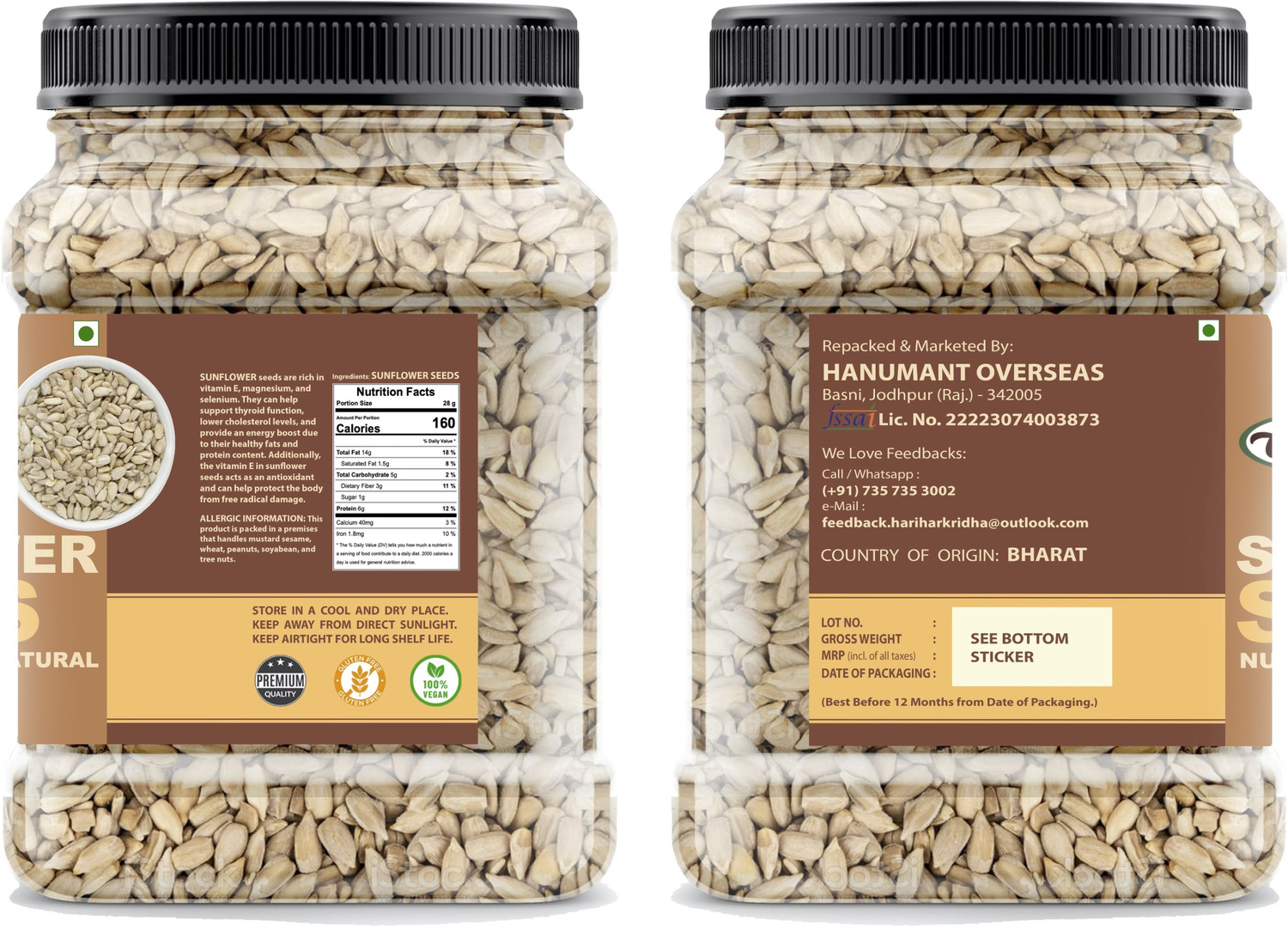 Image of HARIHARKRIDHA Premium Seed Combo | Chia, Pumpkin, Sunflower, Flax Seed | For Health & Wellness Chia Seeds, Pumpkin Seeds, Brown Flax Seeds, Sunflower Seeds