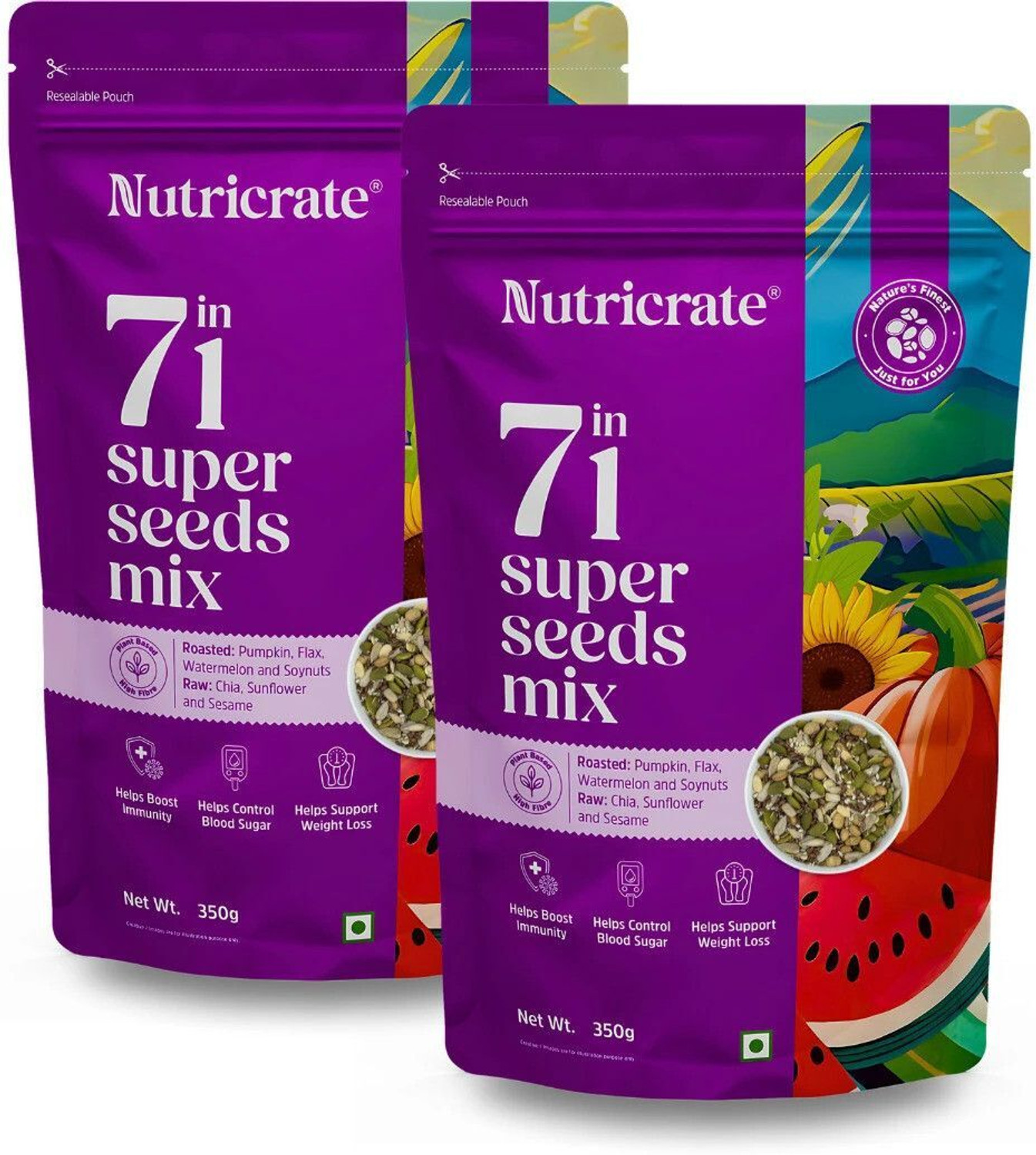 Image of Nutricrate 7 in 1 Super Mixed Seeds for Eating | Roasted Seeds | Diet Snack | Protein Rich. Mixed Seeds