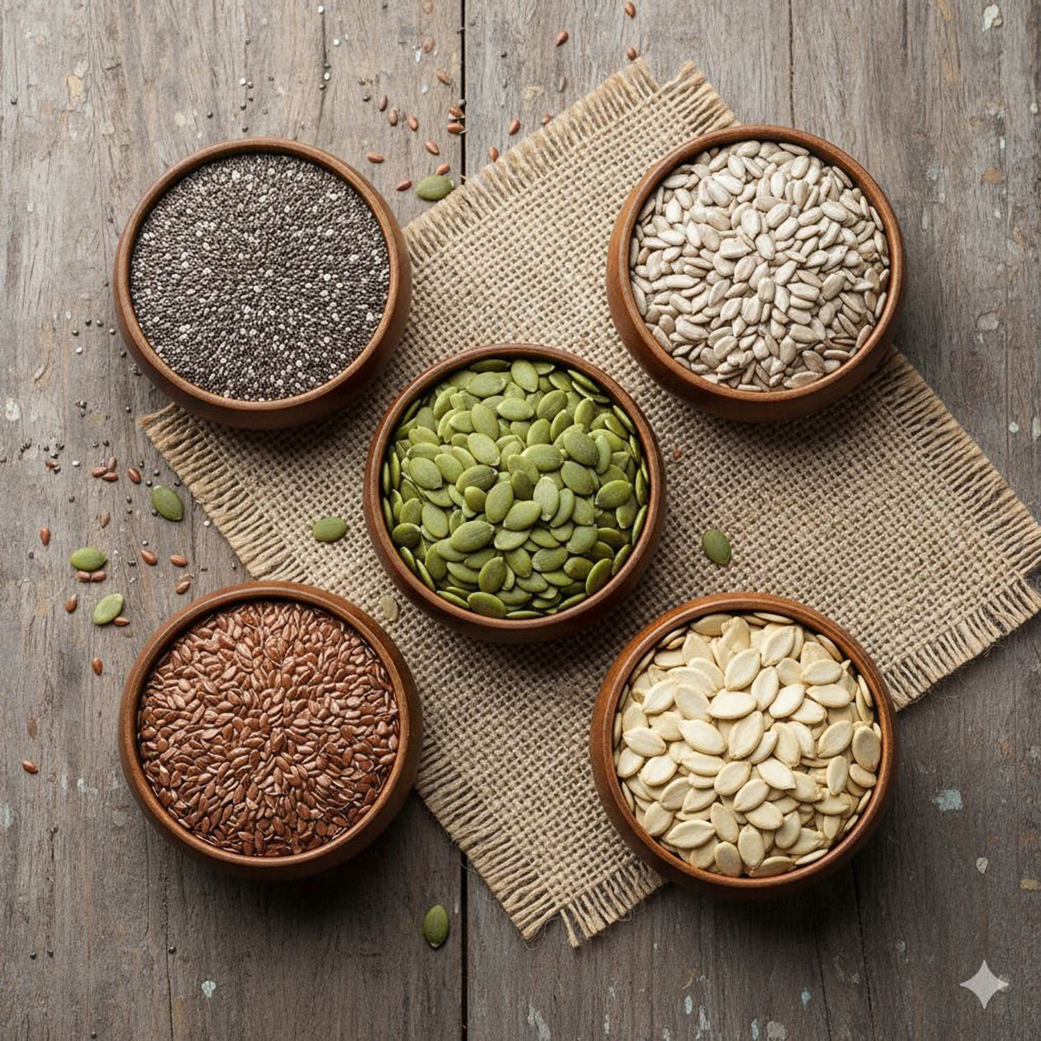 Image of Nutrific Seeds Combo Pack | Raw Edible Seeds | Seeds Combo (200gm Each) Chia Seeds, Sunflower Seeds, Pumpkin Seeds, Watermelon Seeds, Brown Flax Seeds