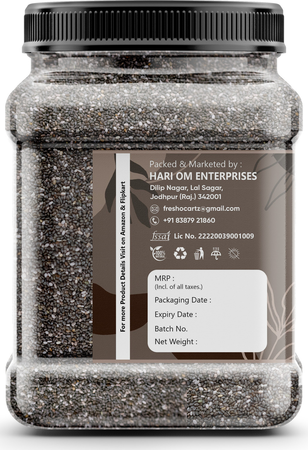 Image of FreshoCartz Raw Chia Seeds for Weight Loss with Omega 3, Calcium and Zinc, Fiber Rich Seeds Chia Seeds
