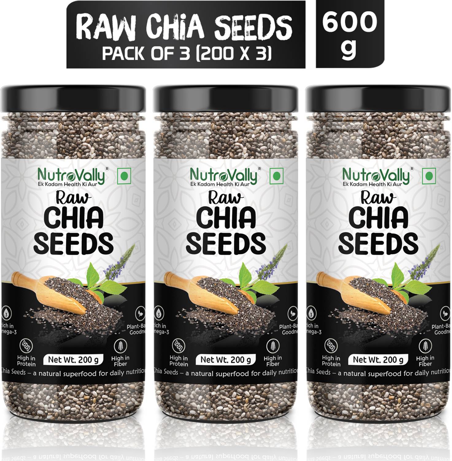 NutroVally Raw Chia Seeds for Weight Loss Management with Omega 3