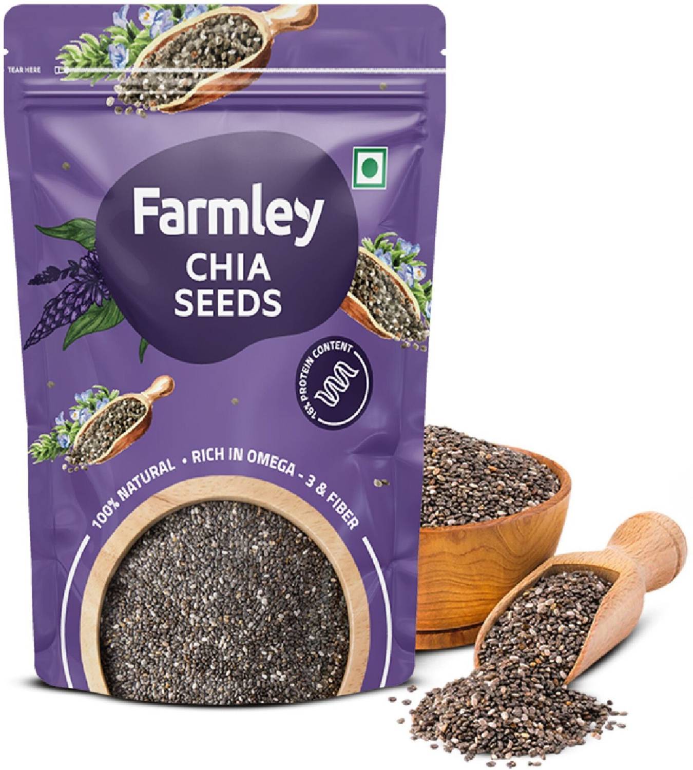 Farmley Premium Natural Chia Seeds 300g High In Protein & Fiber