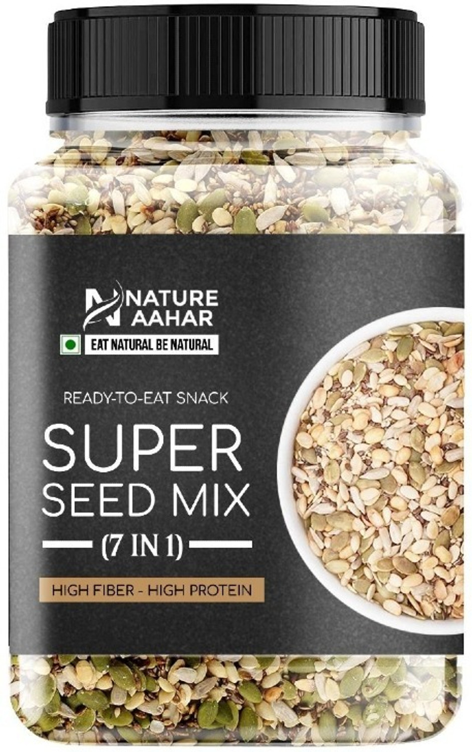 Image of Nature Aahar ED 26 Sunflower Seeds, Pumpkin Seeds, Chia Seeds, Watermelon Seeds, Brown Flax Seeds, Sesame Seeds, Sweet Basil Seeds