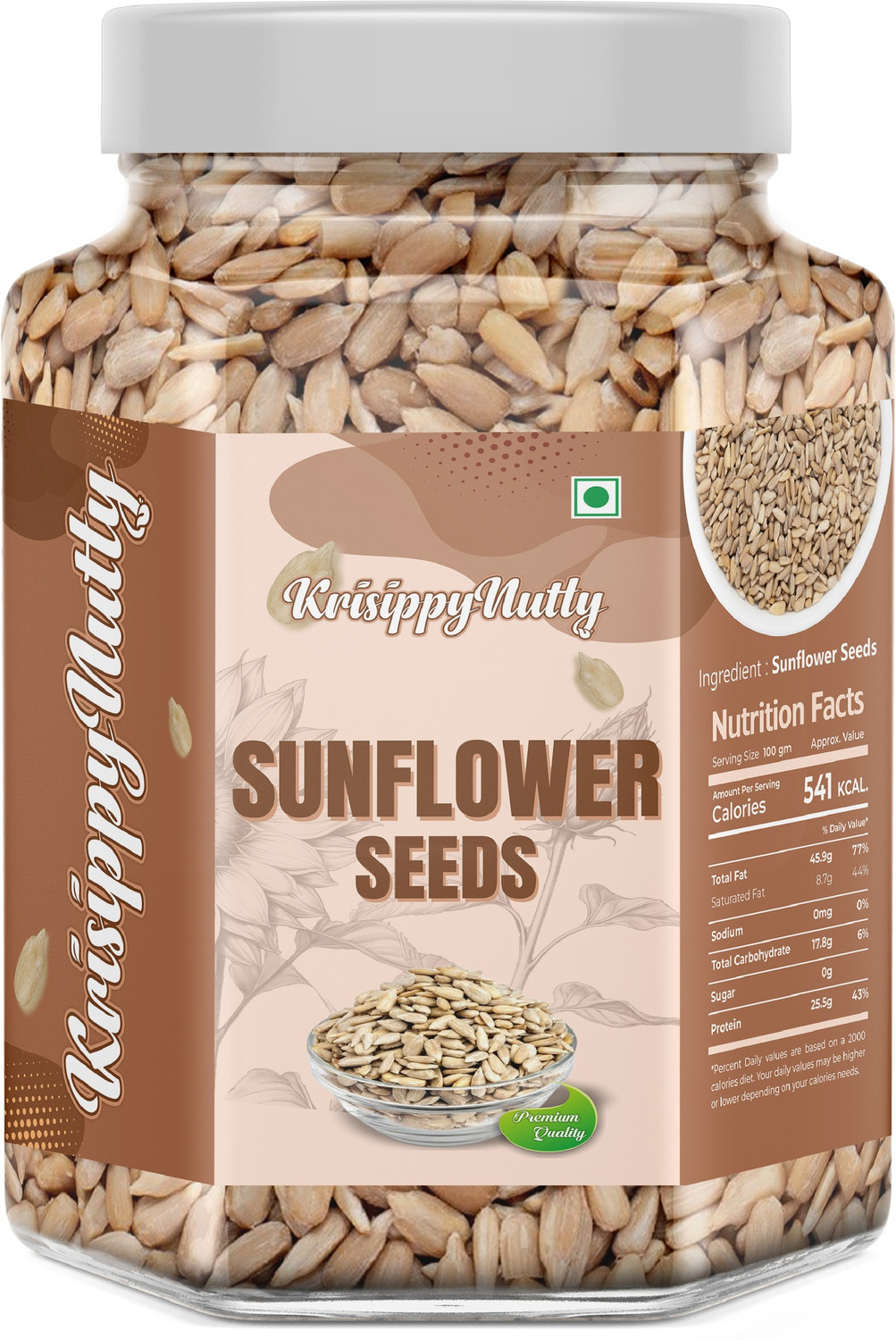 Image of KrisippyNutty Sunflower Seeds for Eating | High in Protein and Fibers | Sunflower Seeds (1 kg)