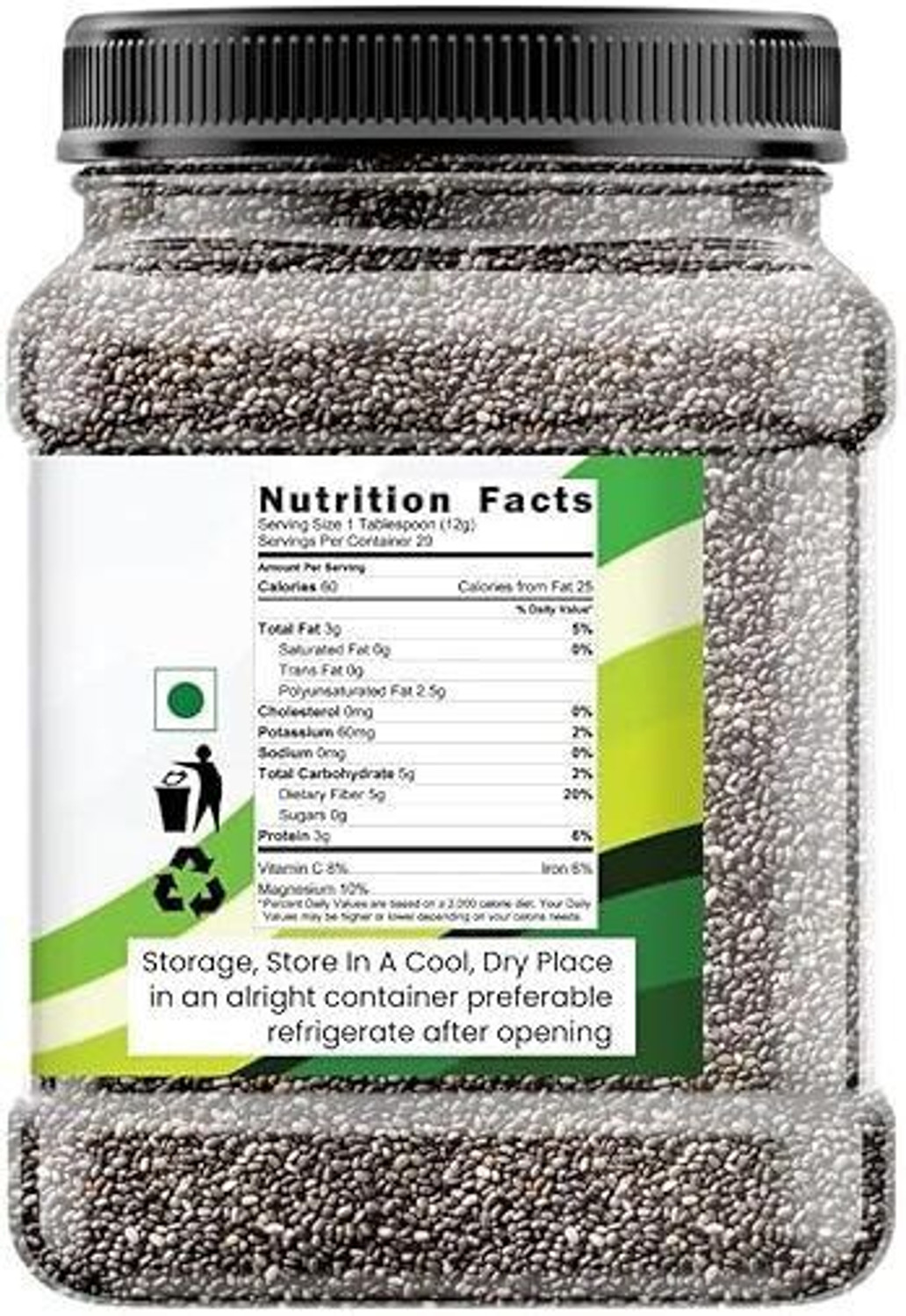 Image of Marwar Bites Chia Seeds - Seeds for Weight Management | Rich in Calcium, Protein & Fibre Chia Seeds