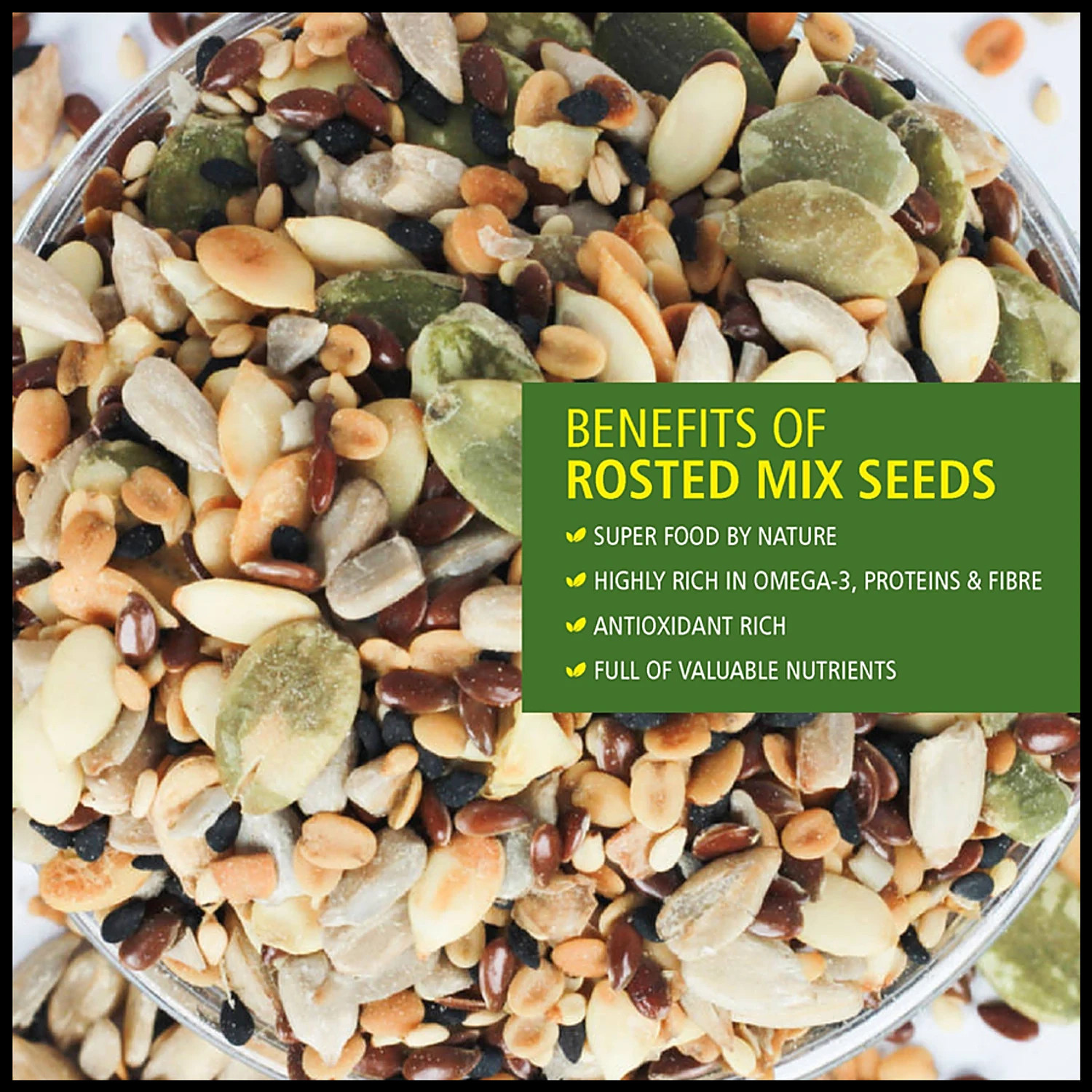 Image of Plum Natural Premium 7 in 1 Roasted seeds mix Immunity Booster weight loss Healthy snacks Chia Seeds, Sunflower Seeds, Pumpkin Seeds, Watermelon Seeds, Brown Flax Seeds, Sesame Seeds, Sweet Basil Seeds