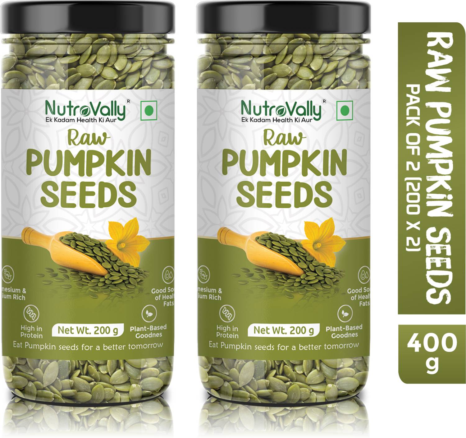 NutroVally Raw Pumpkin Seeds Loaded with Protein and Fibre Rich Superfood for Boost Immunity seed Pumpkin Seeds